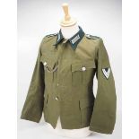 4.1.) Uniformen / Kopfbedeckungen Wehrmacht: Feldbluse eines Obergefreiten.Grünes Trikot Tuch,