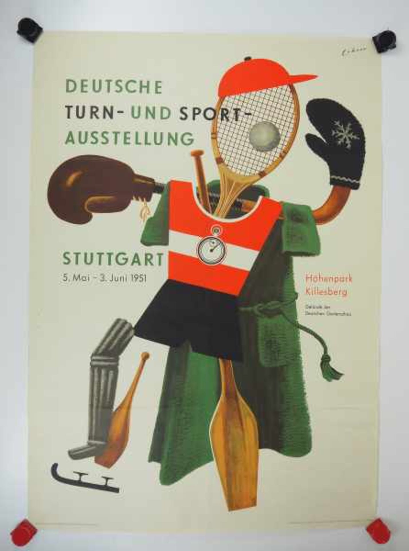 0.2.) Emailschilder / Werbeplakate Plakat: Deutsche Turn- und Sport-Ausstellung Stuttgart Killesberg