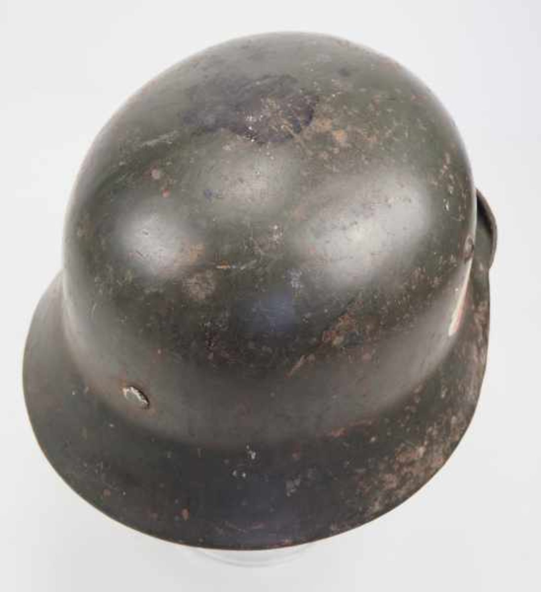 0.3.) Militaria 3. Reich: Wehrmacht Stahlhelm M35 mit Doppelemblem.Dunkelgrüner Originallack, - Image 9 of 9