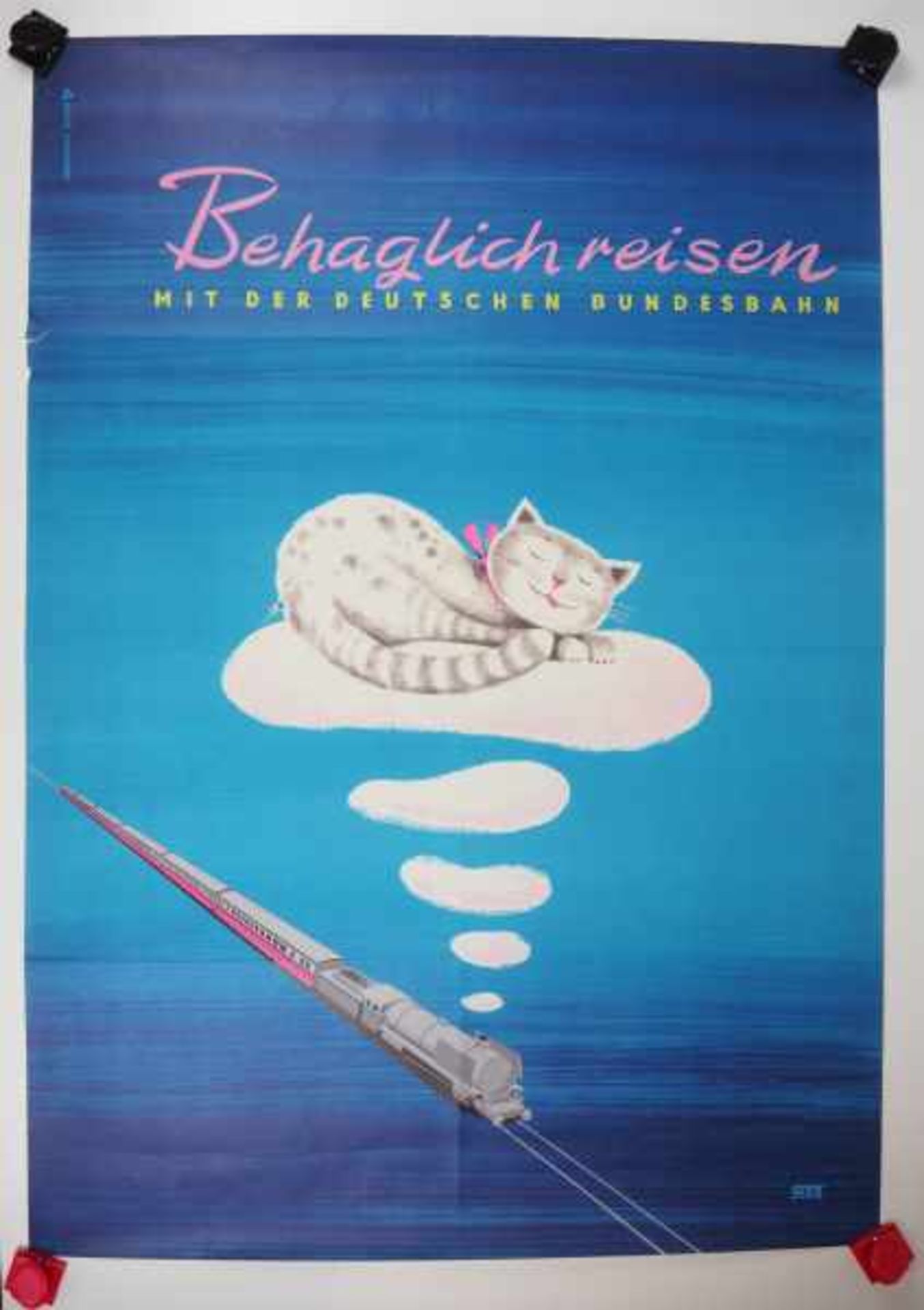 0.2.) Emailschilder / Werbeplakate Plakat: Eisenbahn - Behagliches Reisen mit der Deutschen