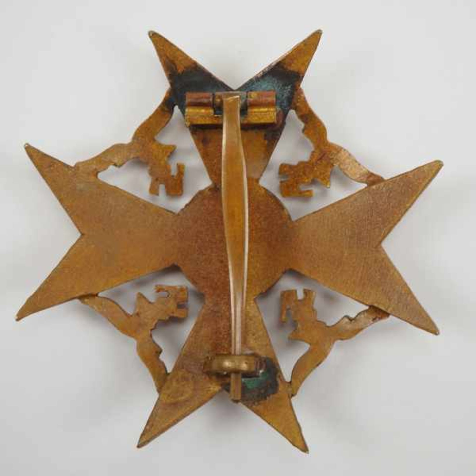 0.3.) Militaria 3. Reich: Spanienkreuz in Bronze.Buntmetall bronziert, schöne attraktive Bronzierung - Bild 3 aus 3