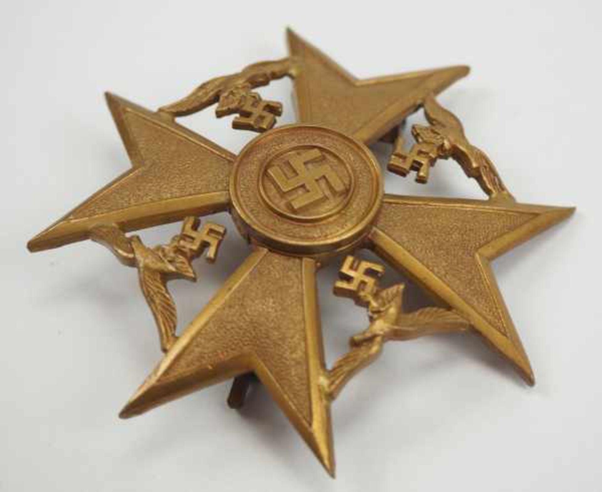 0.3.) Militaria 3. Reich: Spanienkreuz in Bronze.Buntmetall bronziert, schöne attraktive Bronzierung - Bild 2 aus 3