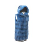 Anonyme - Gilet à capuche double fourrure en Vison saga black cross lustré bleu [...]