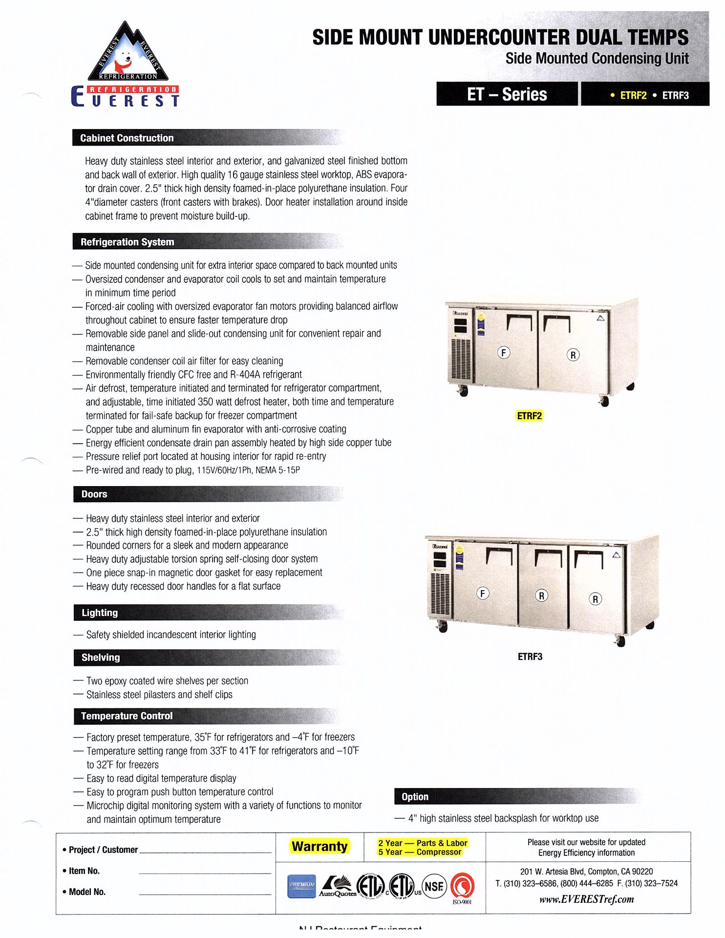 2 DOOR LOW BOY REFRIGERATOR