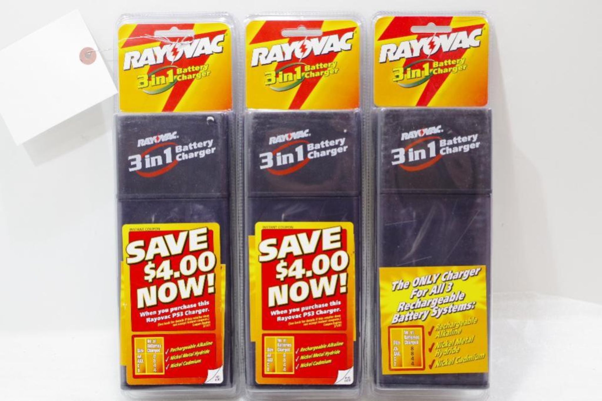 (3) RAYOVAC 3-in-1 Battery Chargers