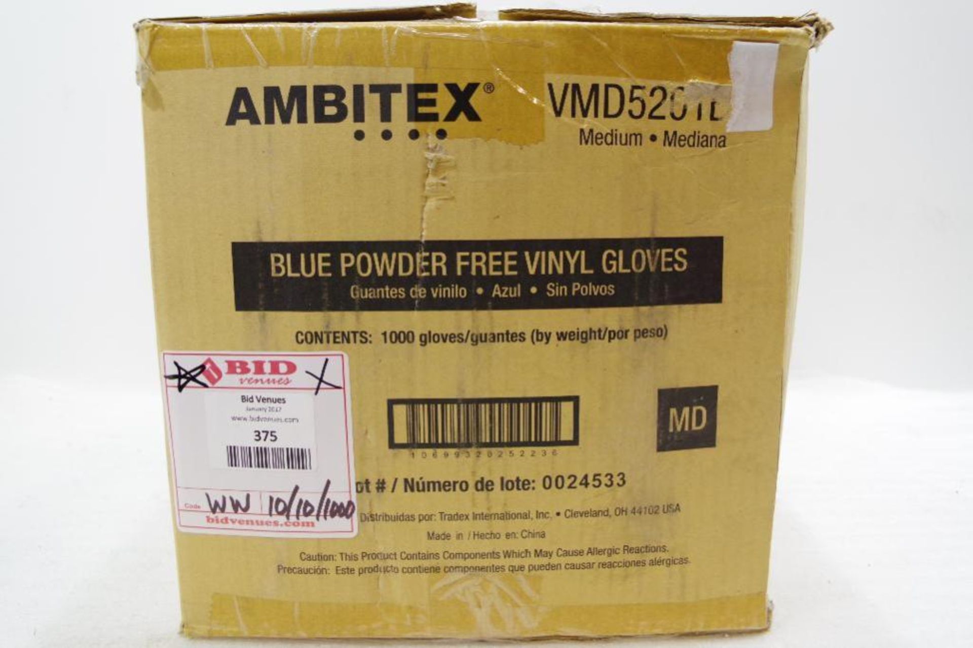 (1000) AMBITEX Blue Powder Free Vinyl Gloves, Size: M - Image 3 of 3