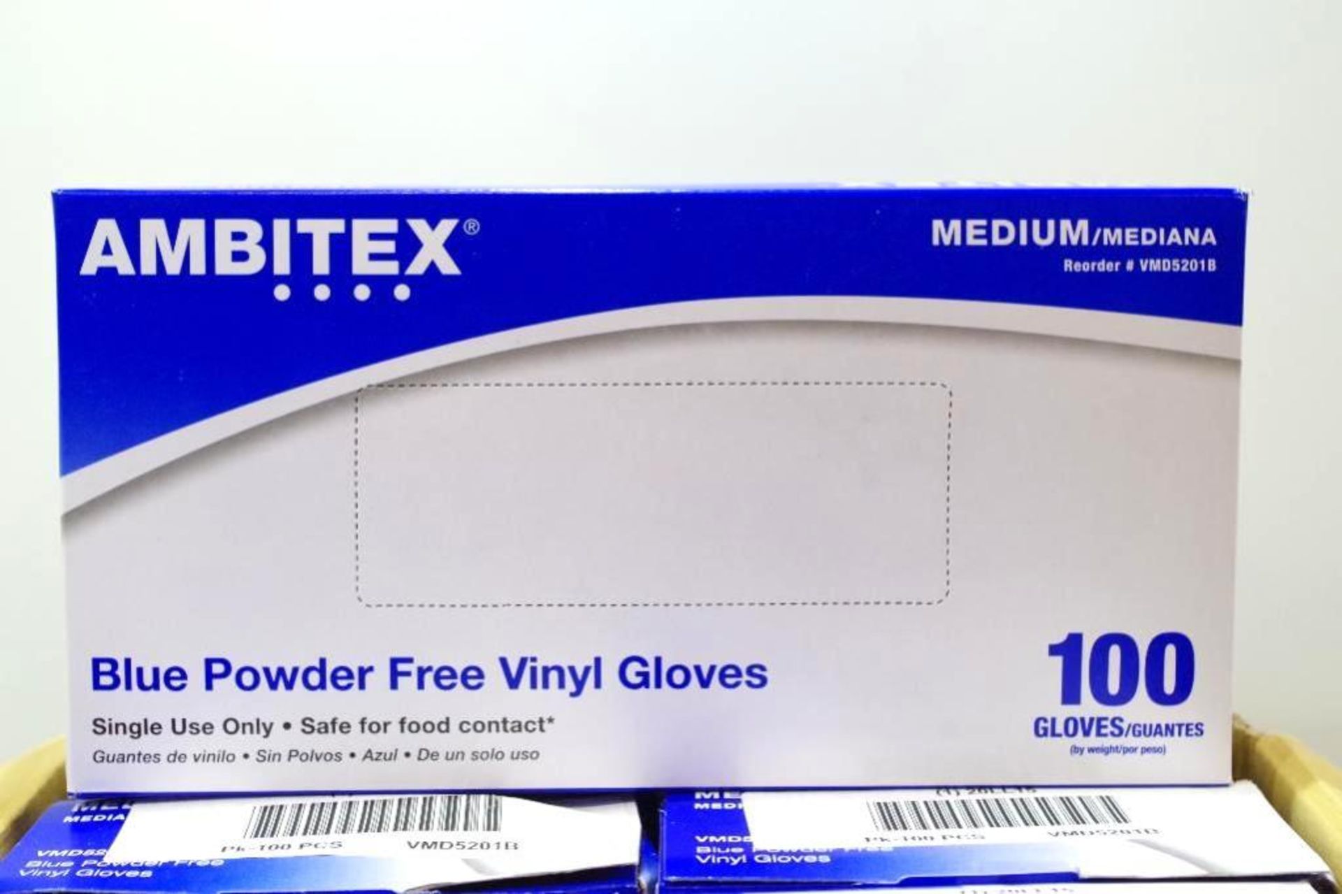 (1000) AMBITEX Blue Powder Free Vinyl Gloves, Size: M - Image 2 of 3