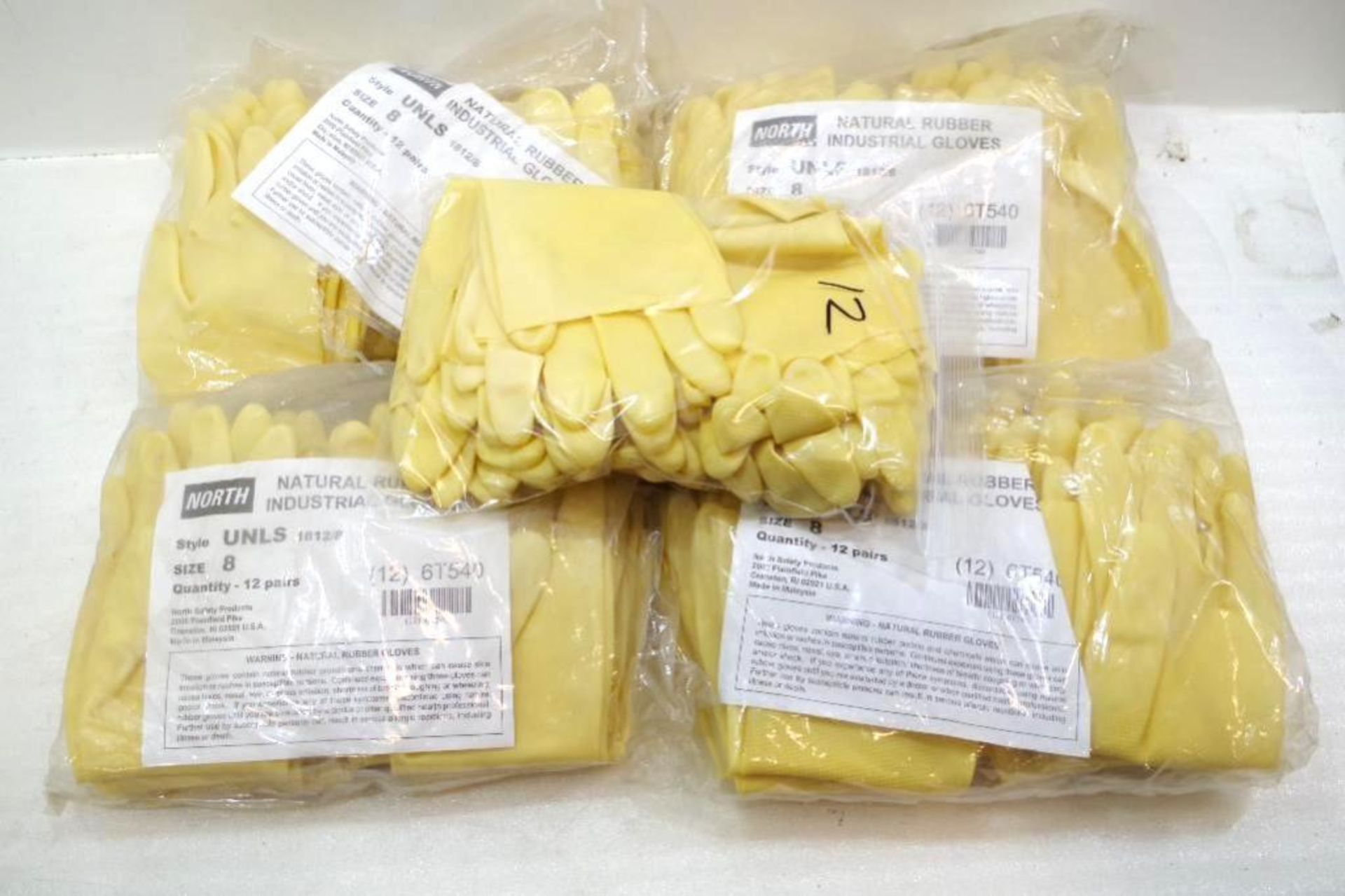 (60) Pairs NORTH Natural Rubber Industrial Gloves, Size:8