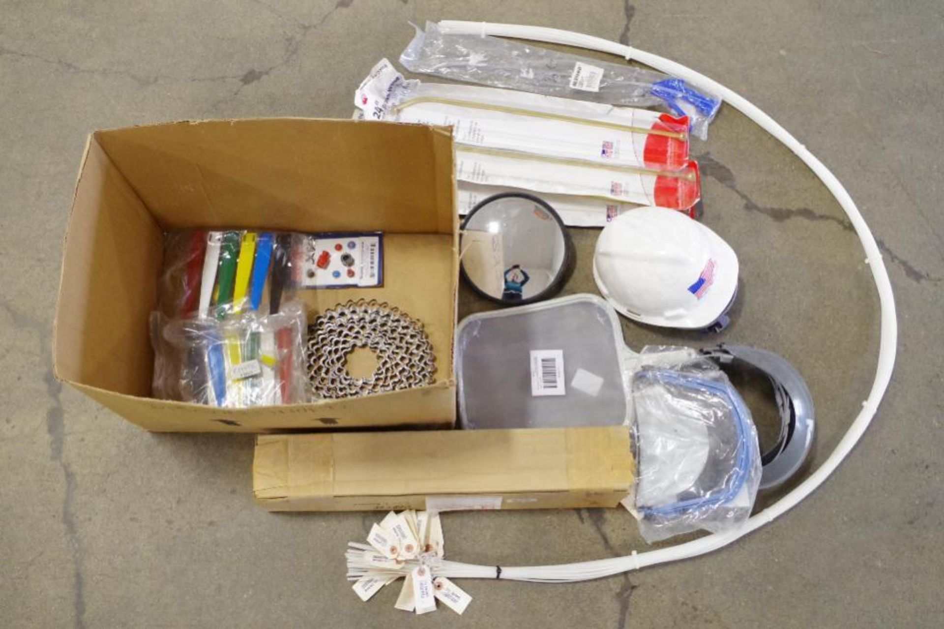 (QTY) Misc. Items: CHAPIN Brass Wands, 20" Air Duster, Plastic Allthread, Mirror, Hard Hats & More