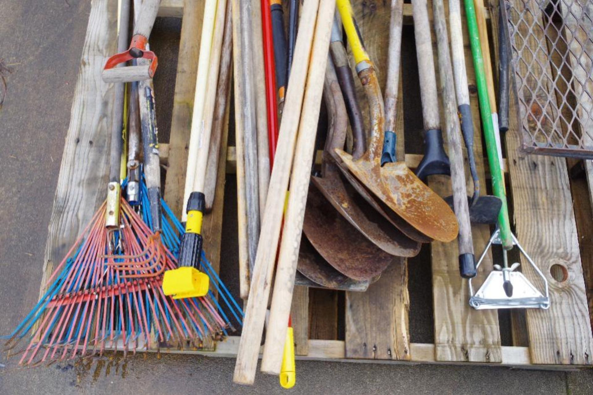 (QTY) Pallet of Misc. Shovels, Rakes, Hoes, Brooms & More - Image 4 of 5
