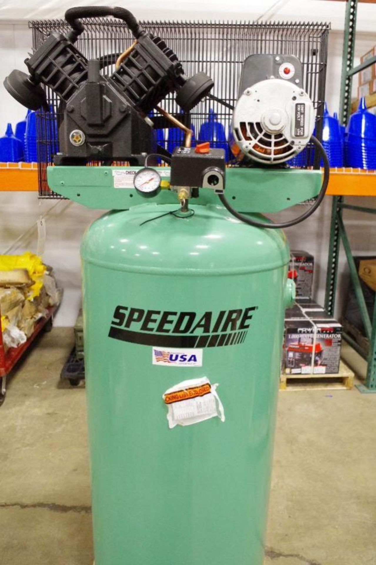 SPEEDAIRE 60 Gal. Vertical Tank Mounted Electric Air Compressor, 1 PH, 5 HP, 140 PSI, M/N 4ME97A - Image 2 of 6