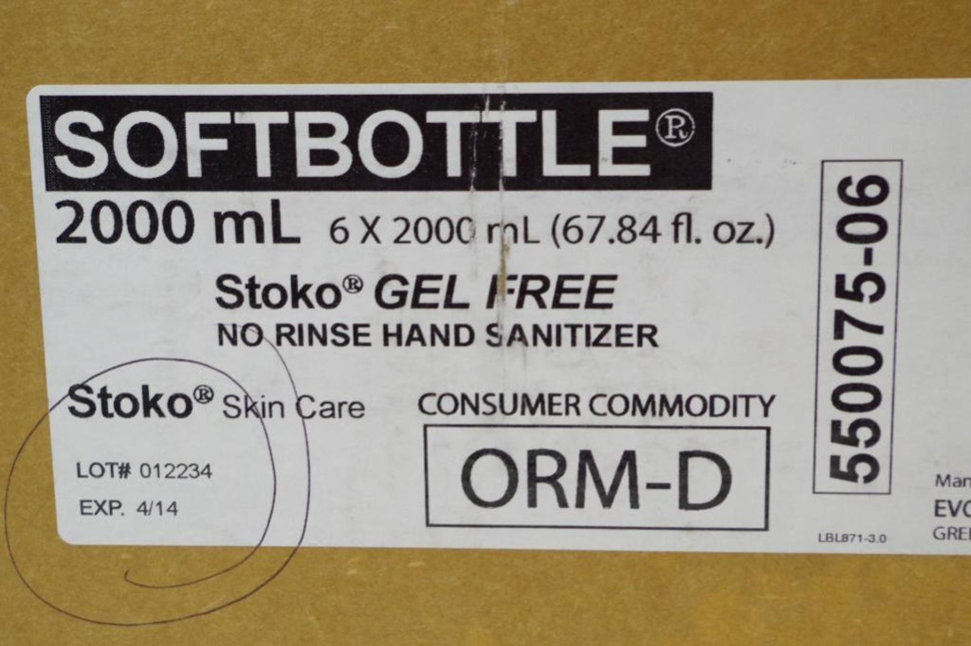 Case of STOKO Gel Free No Rinse Hand Sanitizer 2000 ml. (1 Case of 6 Bottles) - Image 2 of 4