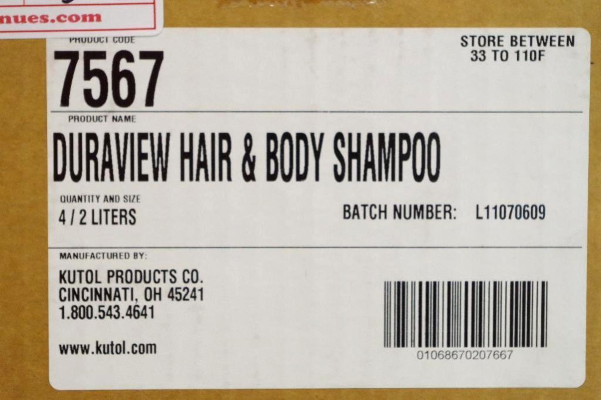 Case of DURAVIEW Hair & Body Shampoo 2000 ml. Bottles (1 Case of 3 Bottles) - Image 2 of 3