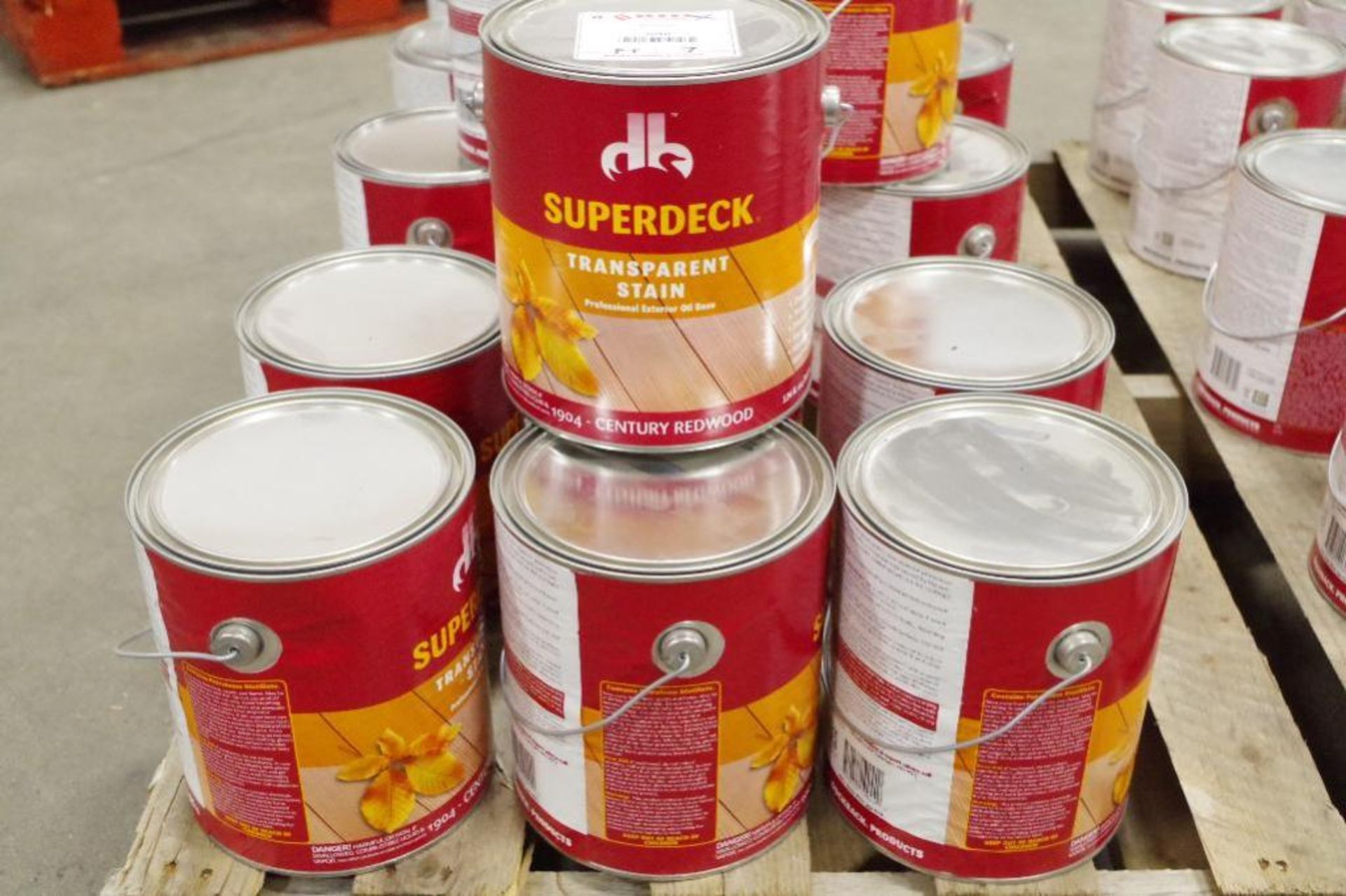 (7) Cans SUPERDECK Century Redwood Transparent Stain M/N 1904 (7 Cans of 124 fl. oz.)