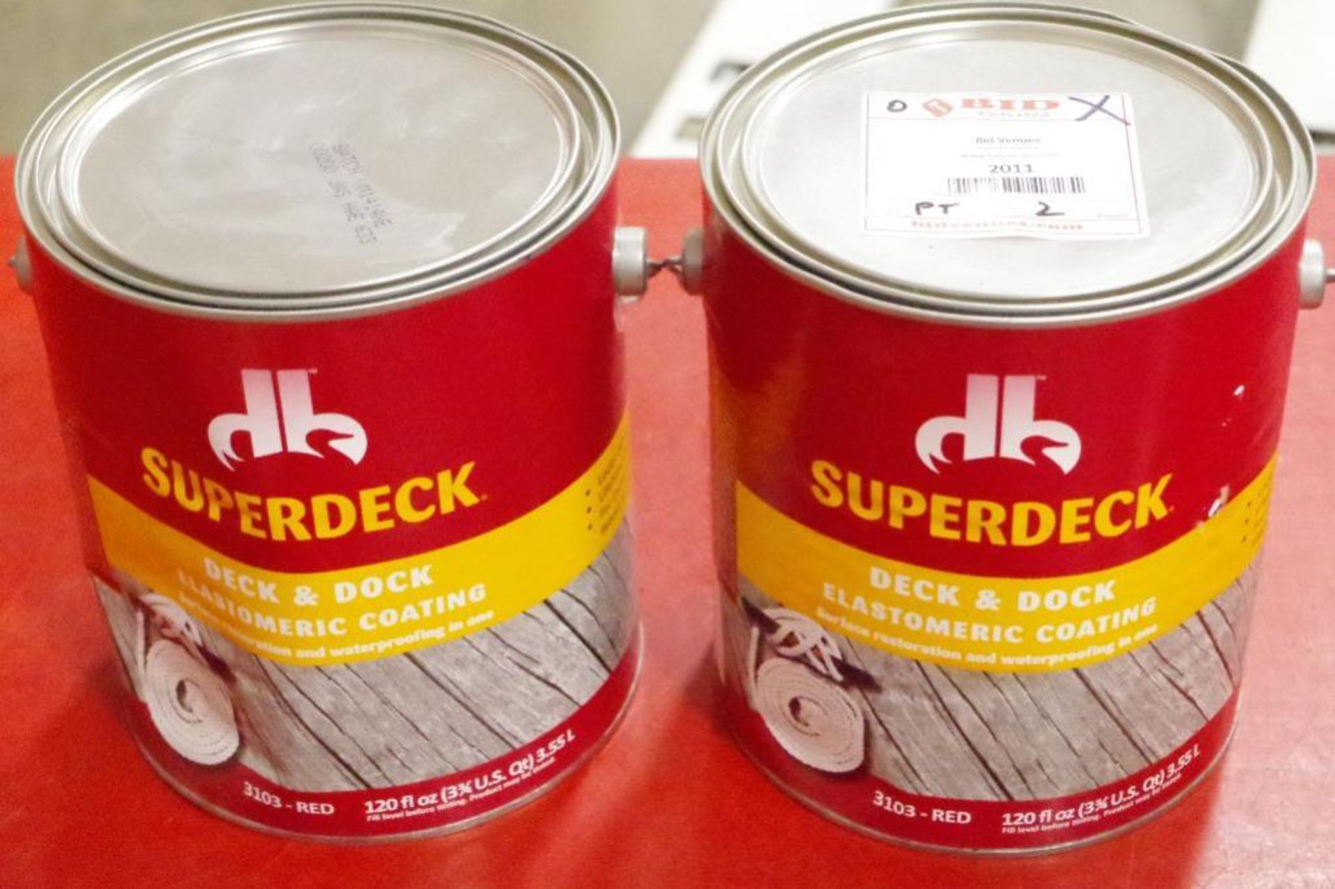 (2) Cans SUPERDECK Red Deck & Dock Elastomeric Coating M/N 3103 (2 Cans of 120 fl. oz.)