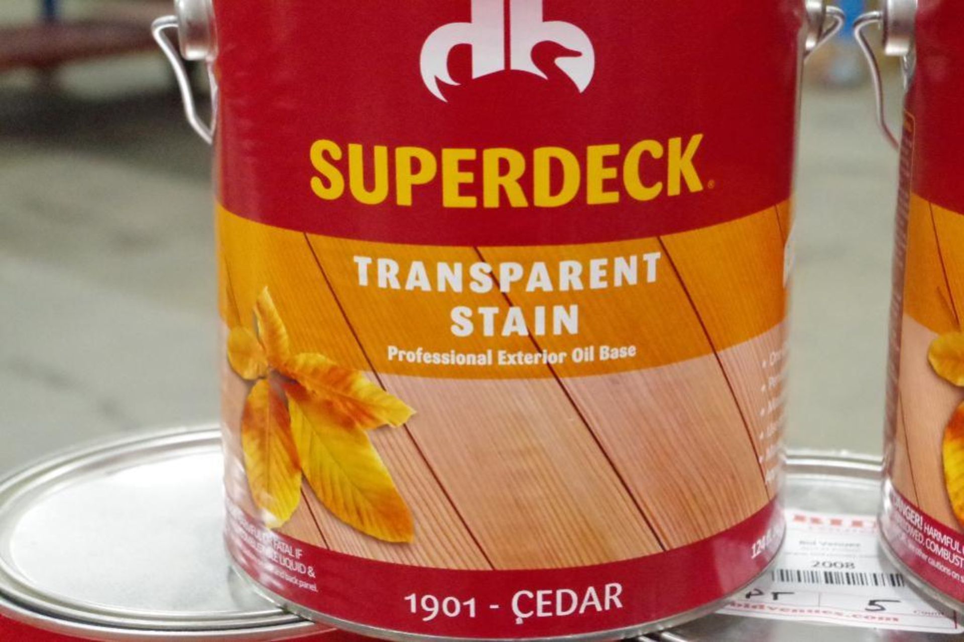 (5) Cans SUPERDECK Cedar Transparent Stain M/N 1901 (5 Cans of 124 fl. oz.) - Image 2 of 3