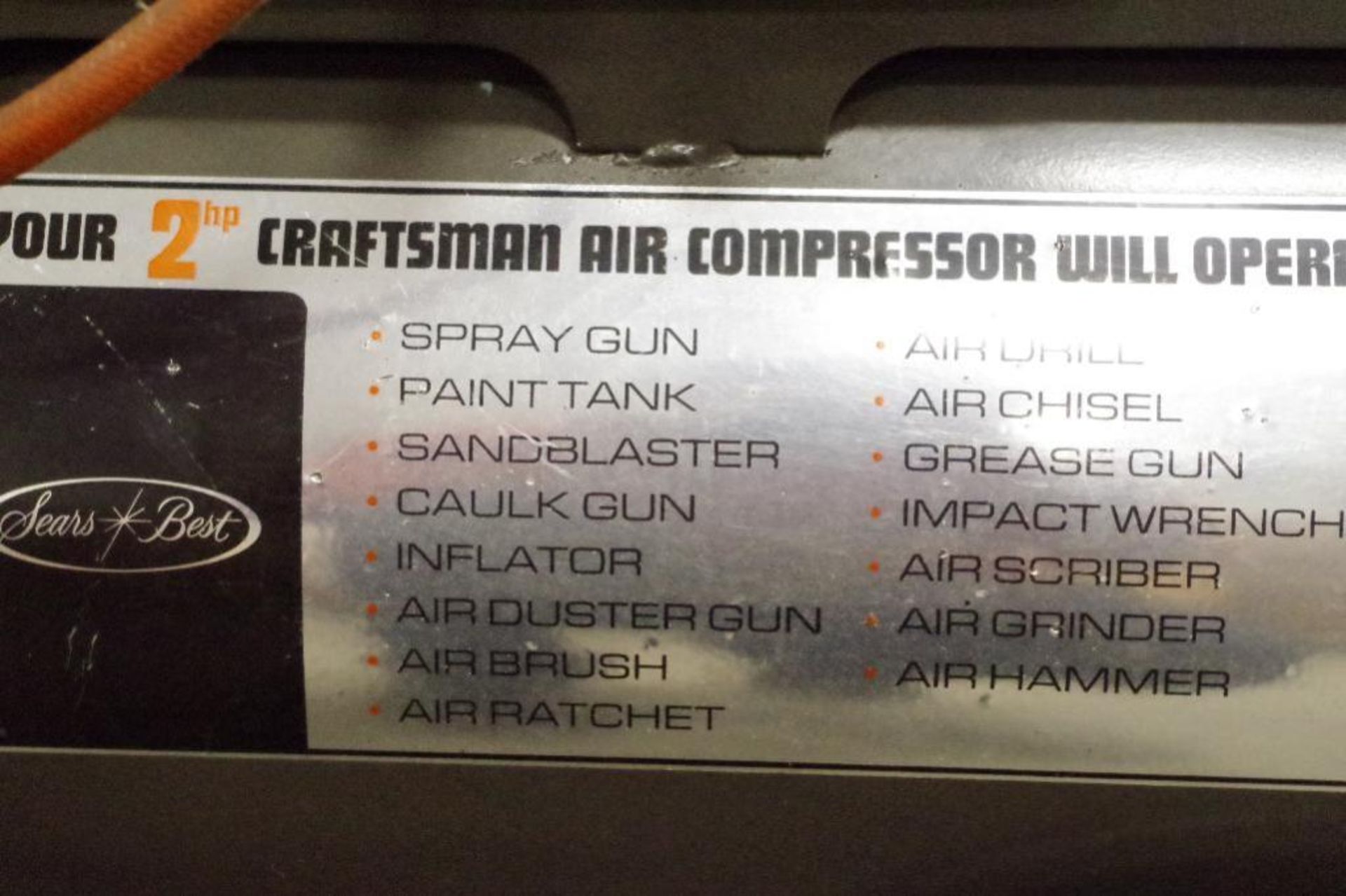 CRAFTSMAN 20 Gallon 2HP 125 PSI Air Compressor/Paint Sprayer M/N 919.15678 - Image 5 of 6