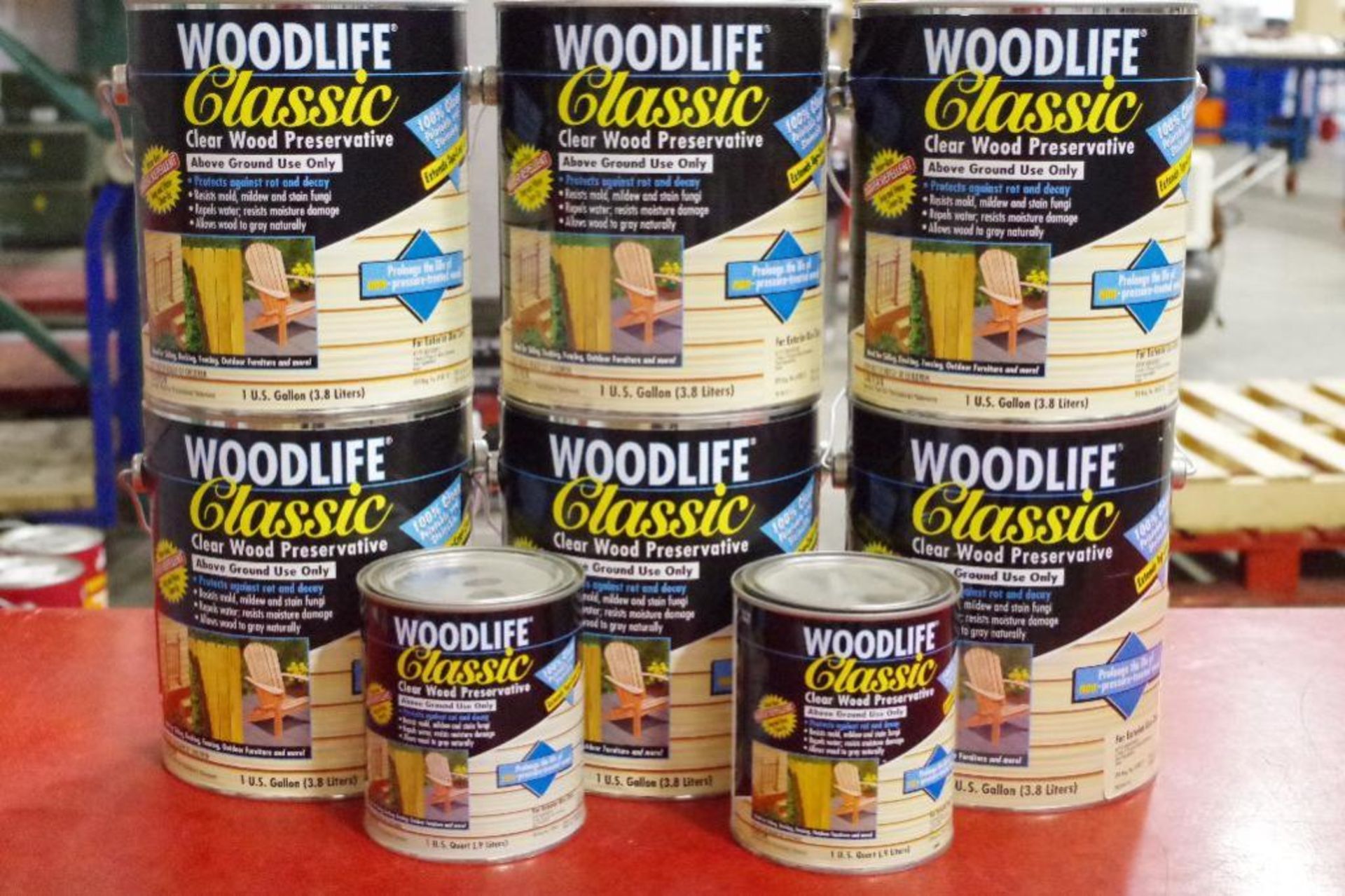 (8) Cans WOODLIFE CLASSIC Clear Wood Preservation (Six 1-Gallon Cans, Two 1-Quart Cans)