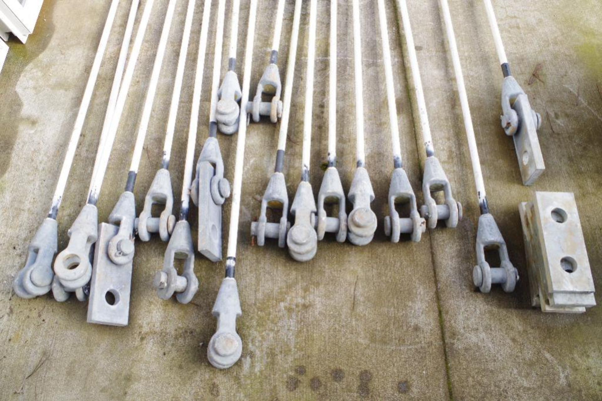 (18) CROSBY Tensioner Rods Approx. 40'L w/ Galvanized Connectors for 2" Pin and 2" Slot - Image 3 of 5