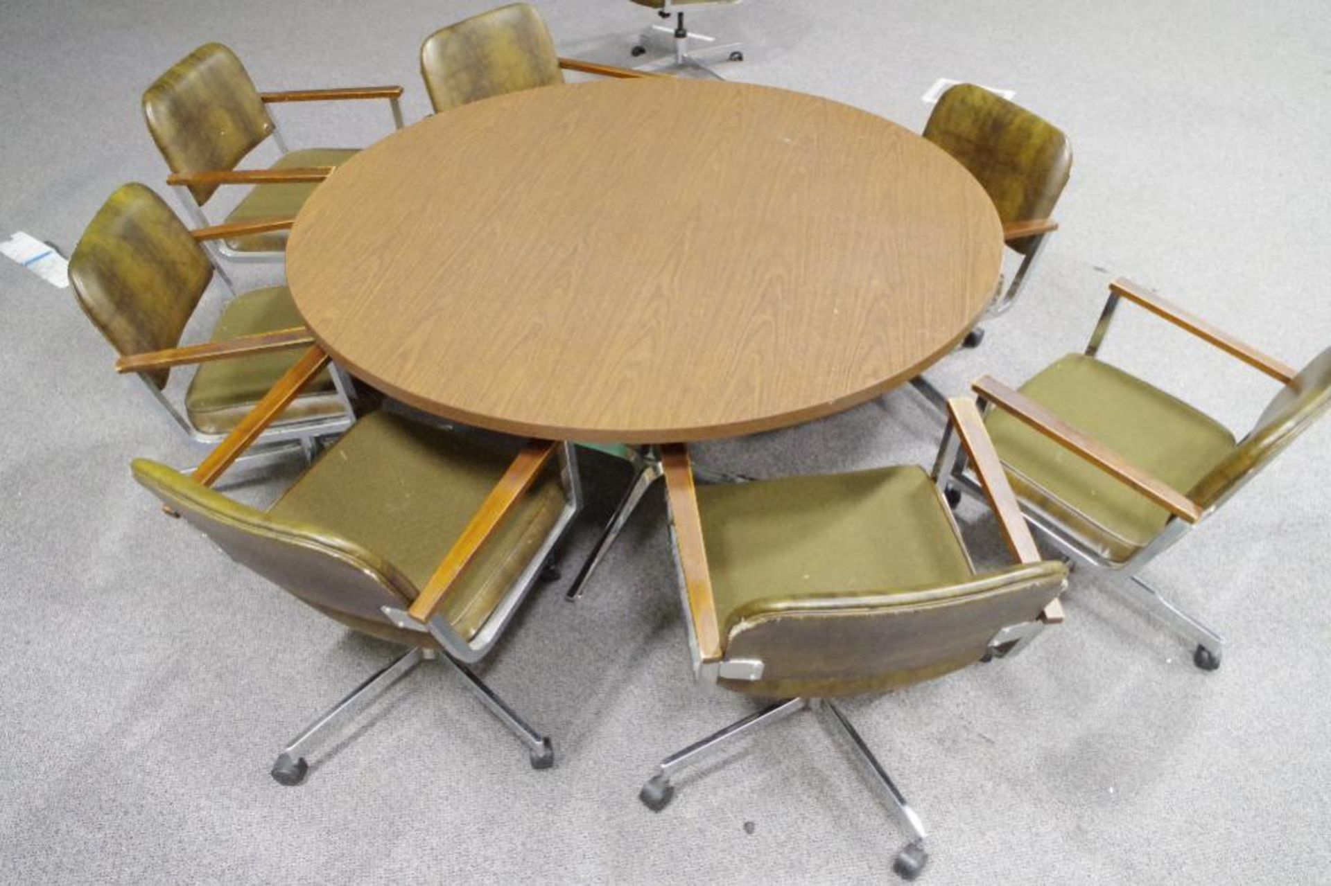 (8) Furniture Pieces: 7-Chairs, Padded, Rolling & 1-Round Table for Office or Breakroom - Image 2 of 3