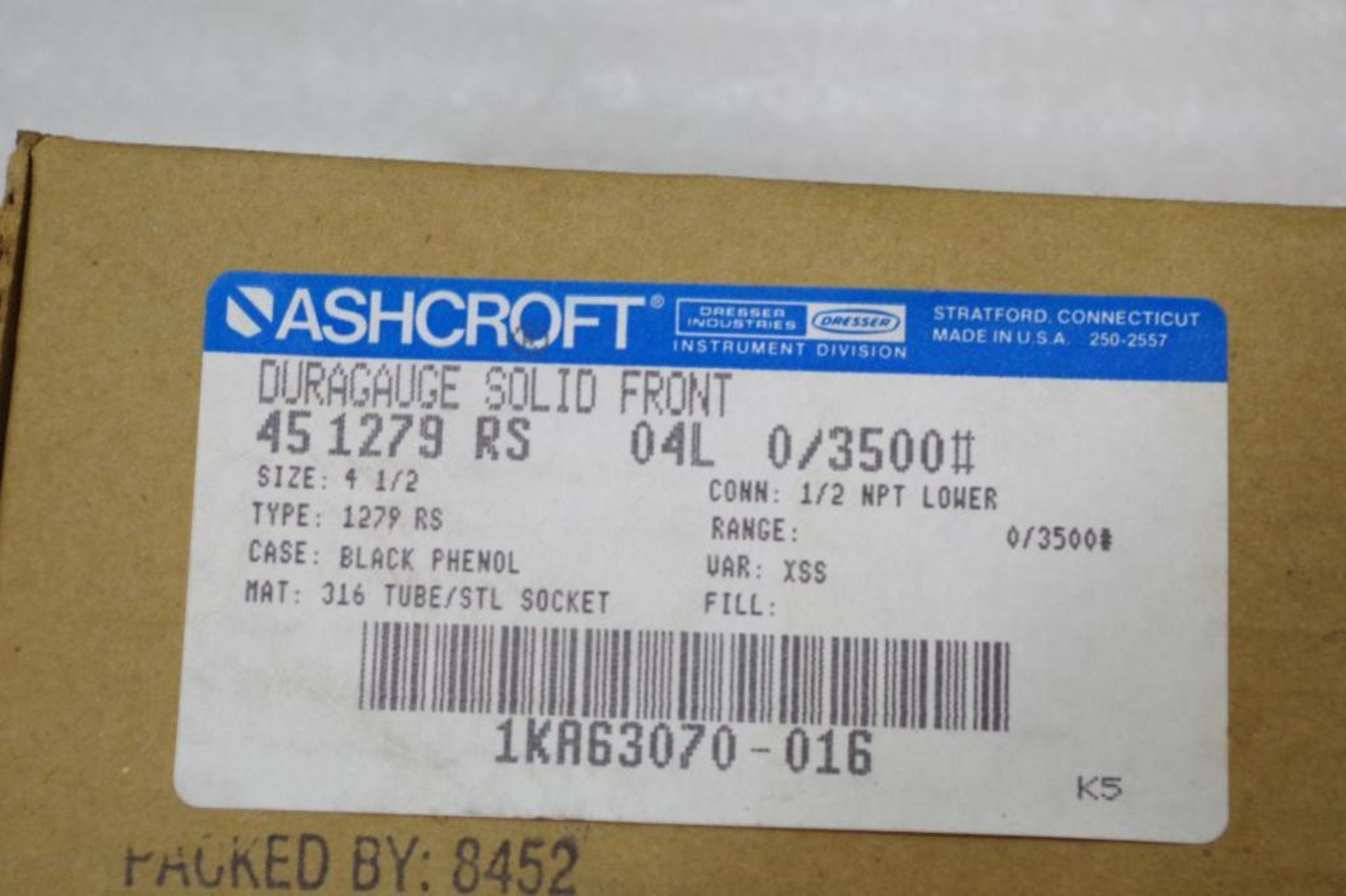 (10) ASHCROFT Duragauge 4-1/2" Pressure Gauges 0 - 3500 PSI M/N 1279 RS (Appear New) - Image 3 of 3