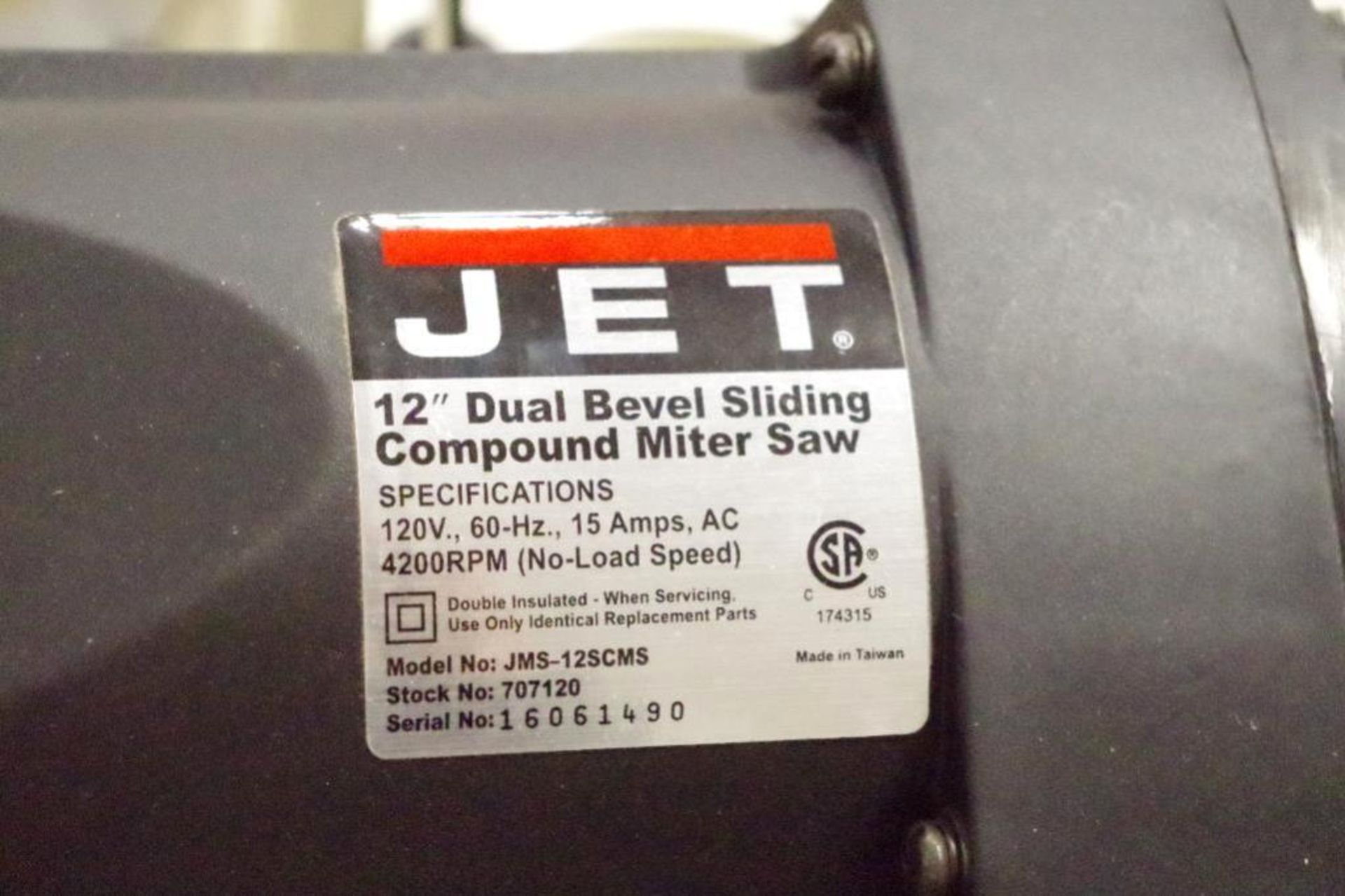 NEW JET 12" Dual Bevel Sliding Compound Miter Saw M/N JMS-12SCMS - Image 3 of 3