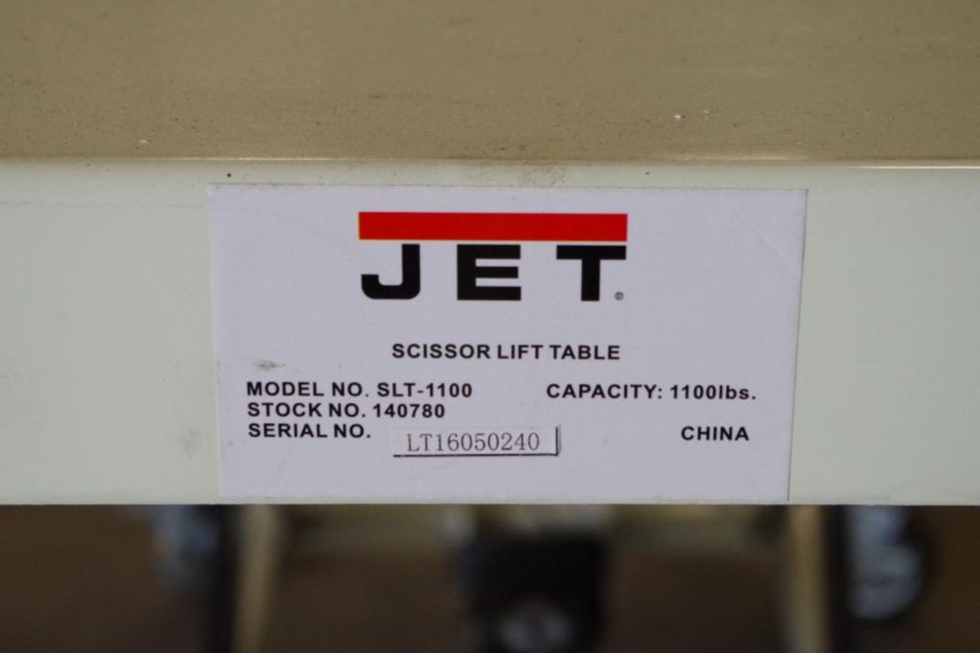 JET Scissor Lift Table, 1,100 lb. Lift Capacity, M/N SLT-1100 - Image 4 of 5