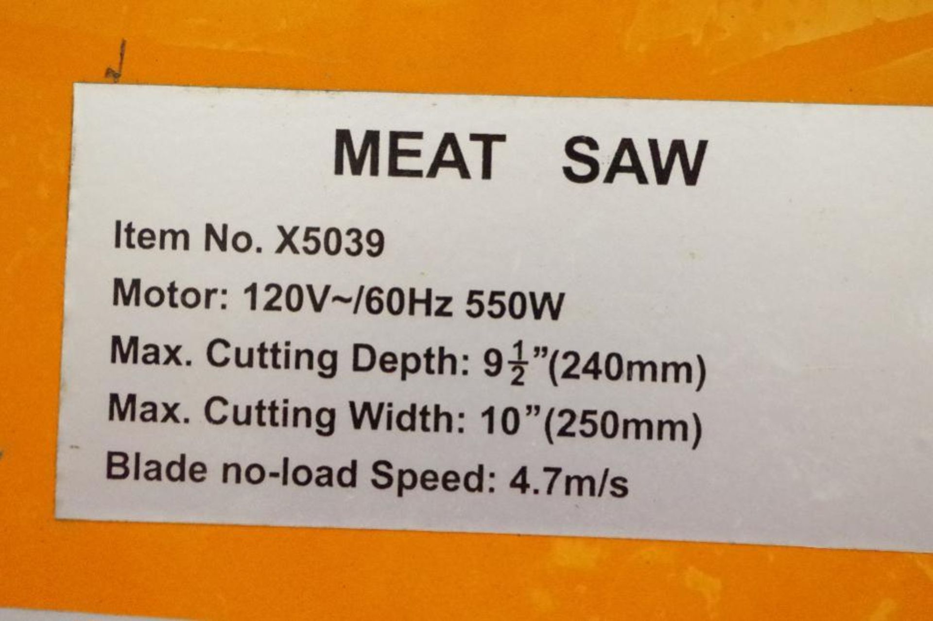 MEAT Saw 120V M/N X5039 (Powers up but needs repair in order to work) - Image 2 of 3