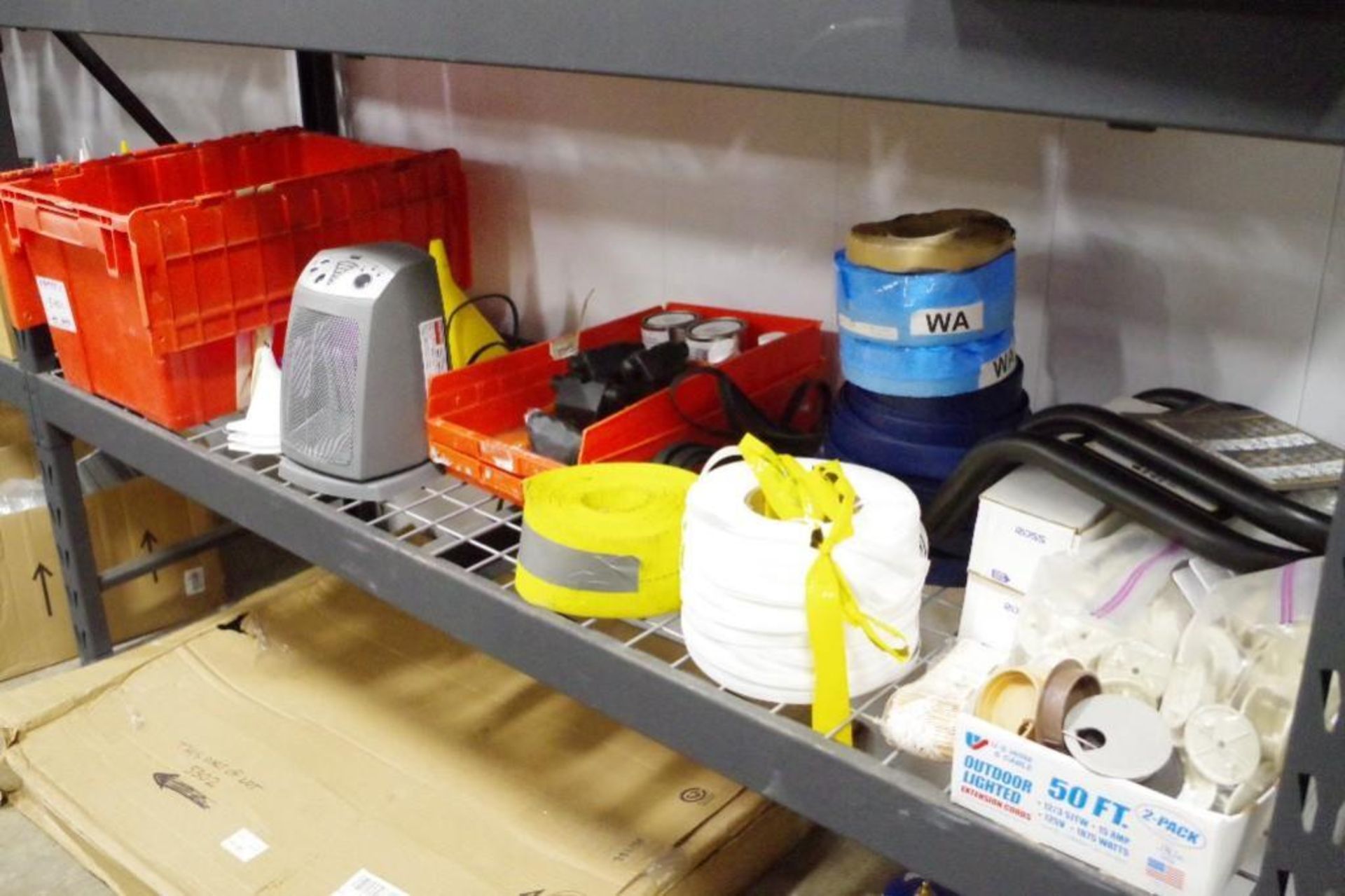 Shelf Contents: (QTY) Assorted Supplies: (20) Funnels, Bin Adjustable Nozzles, Strap, Banding, etc - Image 2 of 7