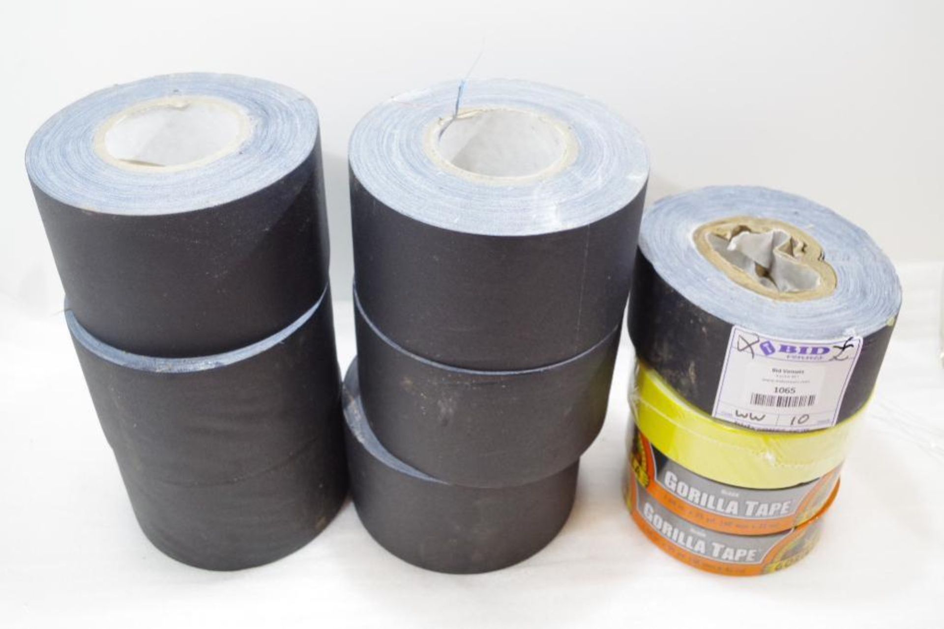 (10) Rolls of Tape: GORILLA, NASHUA, and Unknown Brand 3.75"W Rolls of Black Tape