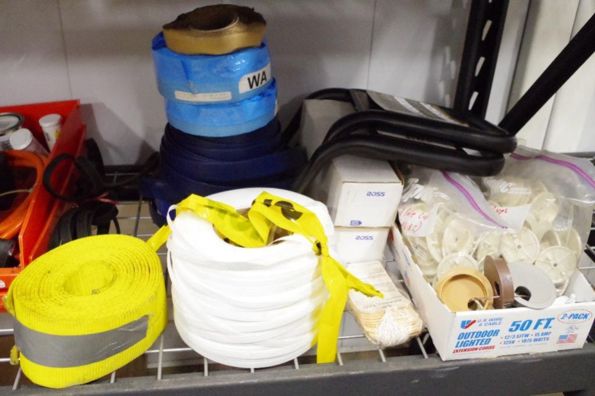 Shelf Contents: (QTY) Assorted Supplies: (20) Funnels, Bin Adjustable Nozzles, Strap, Banding, etc - Image 6 of 7