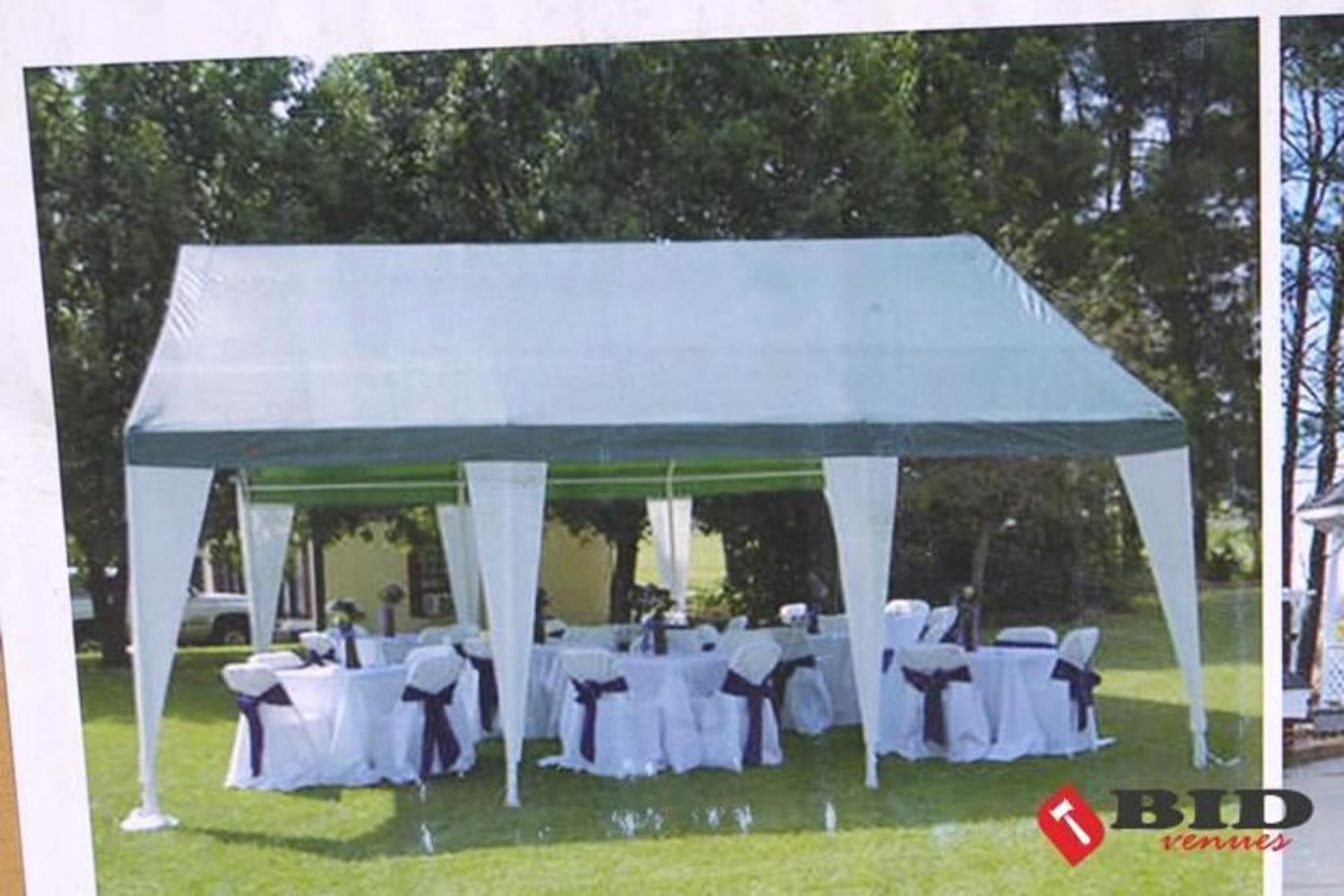 NEW 20' x 20' Party Tent, Green Roof w/ White Sidewalls, Windows & Zip Doors - Image 4 of 5