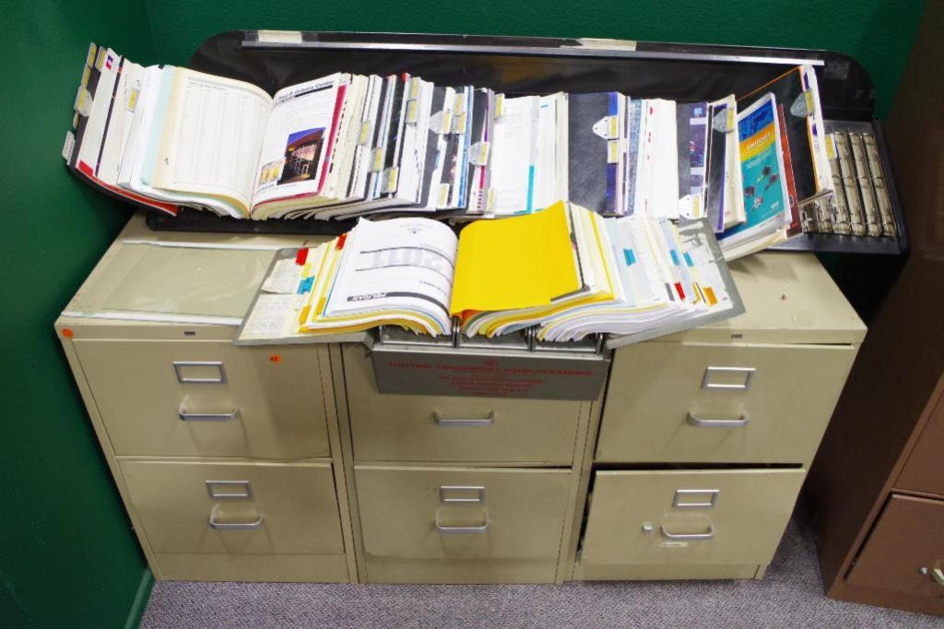 Catalog Rack w/ Misc. Computer Books w/ (3) 2 Drawer Filing Cabinets - Image 2 of 3