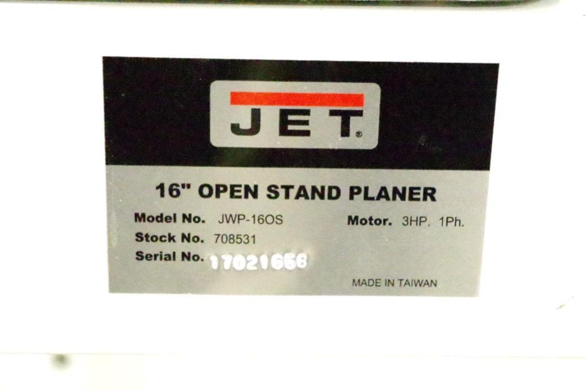 NEW JET 16" Open Stand Planer 3HP, 1PH, 230V, M/N JWP-16OS - Image 2 of 7