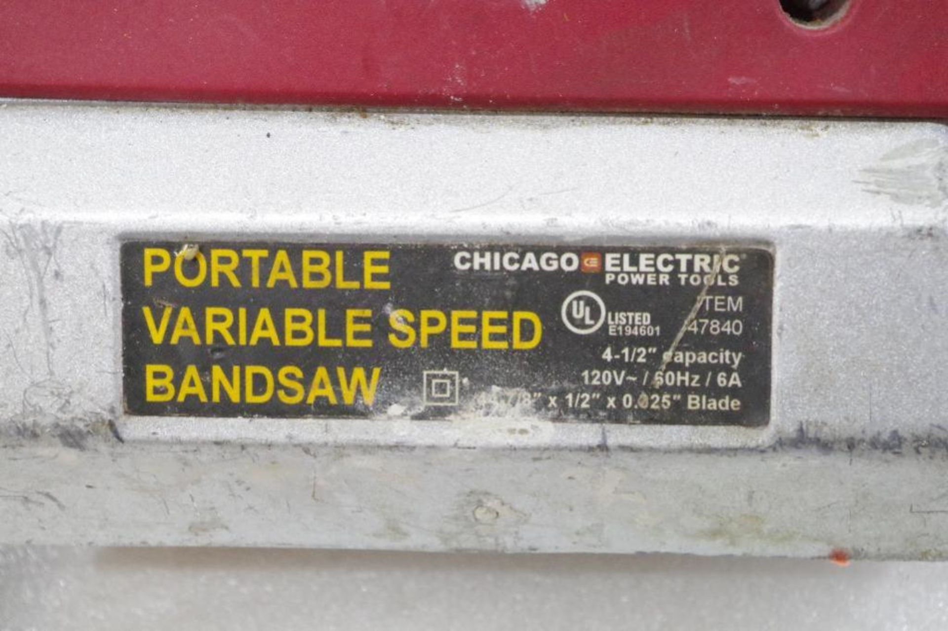 CHICAGO ELECTRIC 120V Portable Variable Speed Bandsaw M/N 47840 - Image 2 of 2