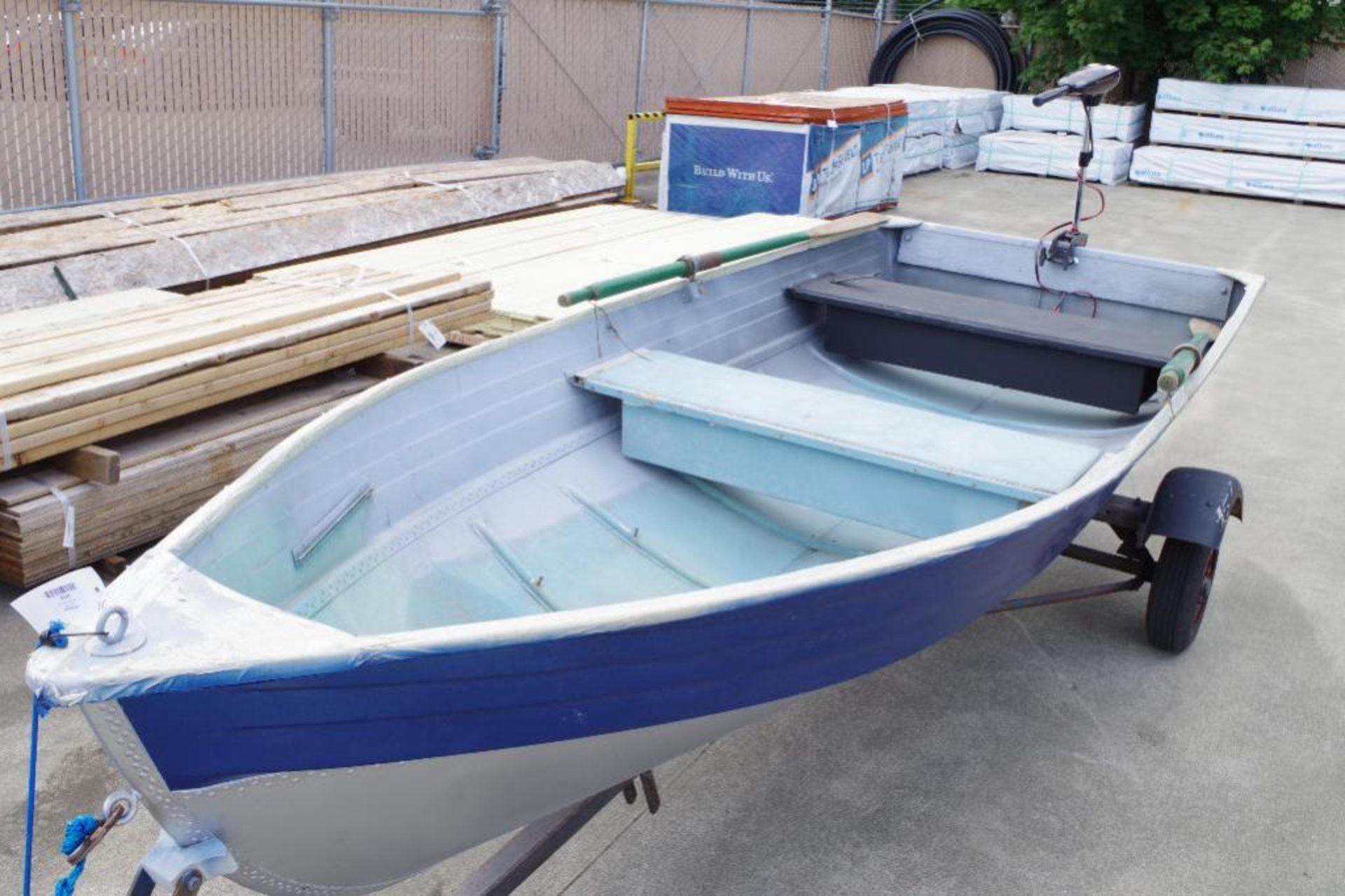 Boat & Trailer 55"W x 17"D x 12'L, Motor Guide Electric Motor (47 lbs. Thrust), 2 Oars - Image 2 of 9