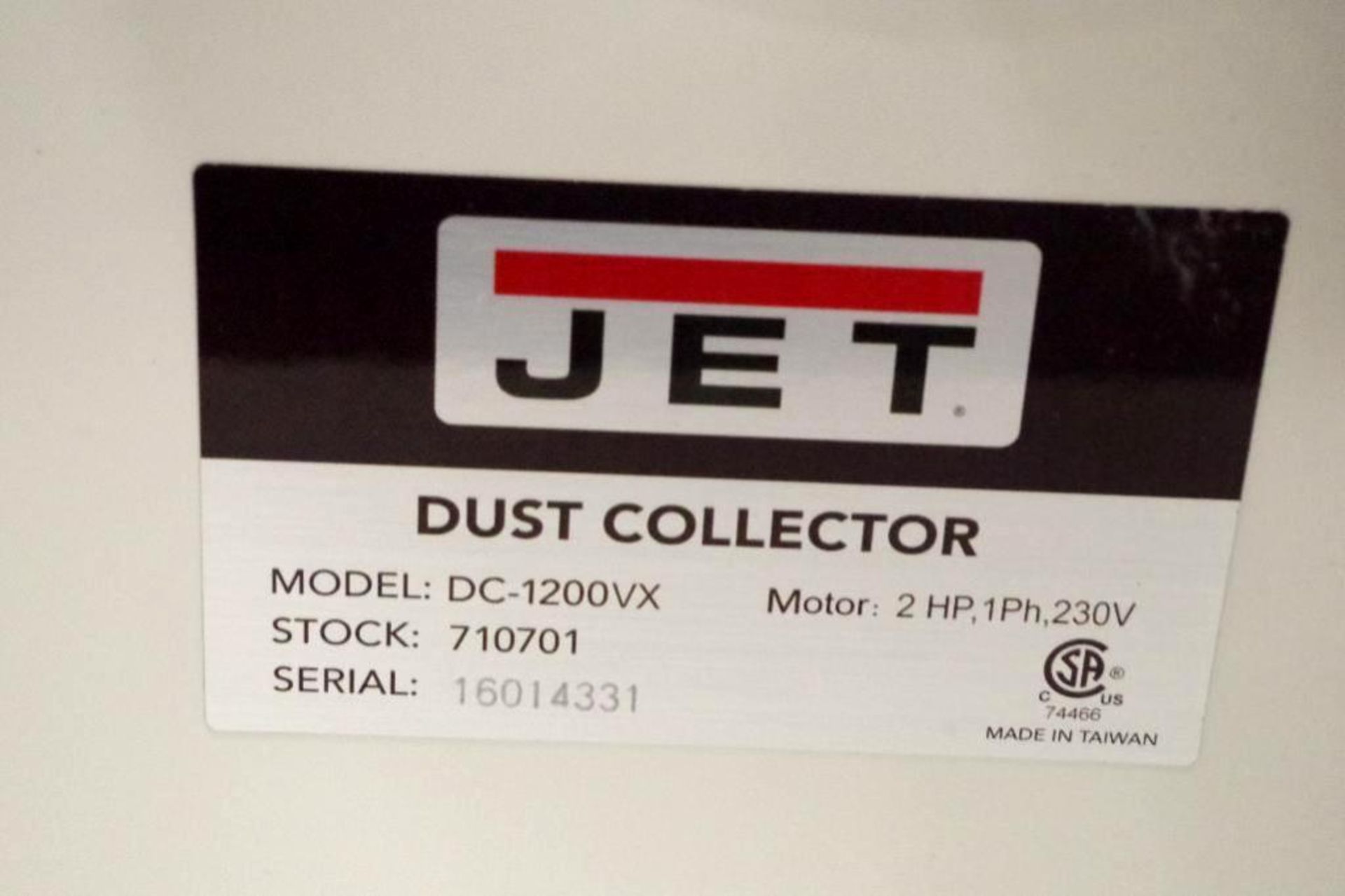 NEW JET Dust Collector, 2HP, 1PH, 230V M/N DC-1200VX - Image 2 of 2