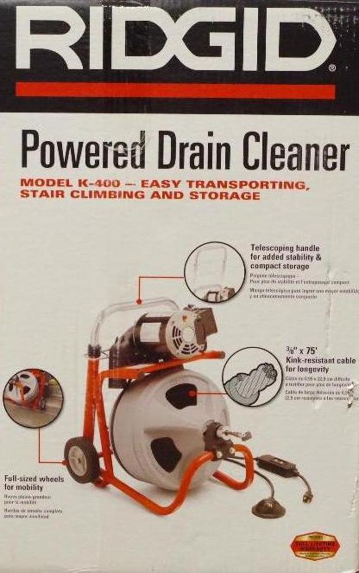 NEW RIDGID K-400 1/3HP Powered Drain Cleaner - Image 3 of 5