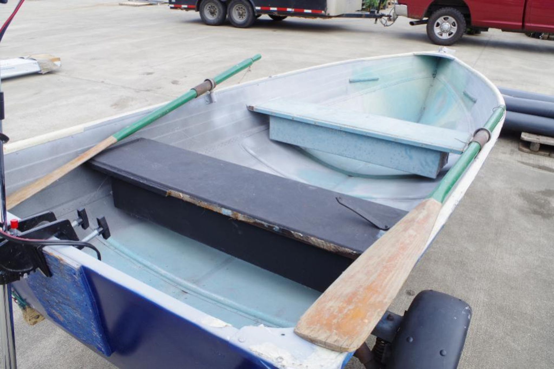 Boat & Trailer 55"W x 17"D x 12'L, Motor Guide Electric Motor (47 lbs. Thrust), 2 Oars - Image 5 of 9