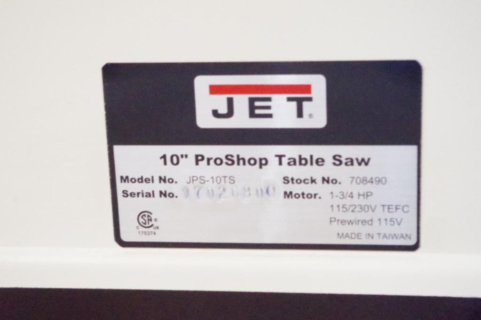 NEW JET 10" ProShop Table Saw w/ Extension Wings, Fence & Miter Gauge - Image 6 of 6