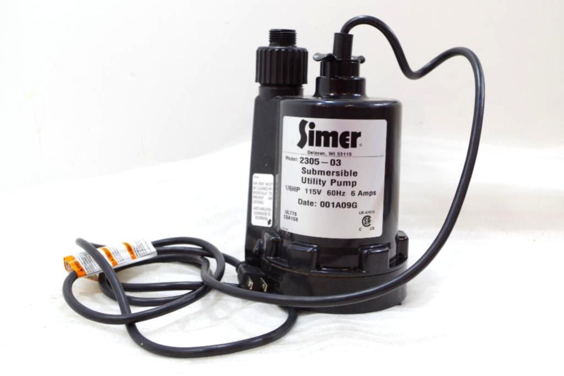 SIMER Portable/Submersible 115V Utility Pump 1/6 HP, M/N 2305-03