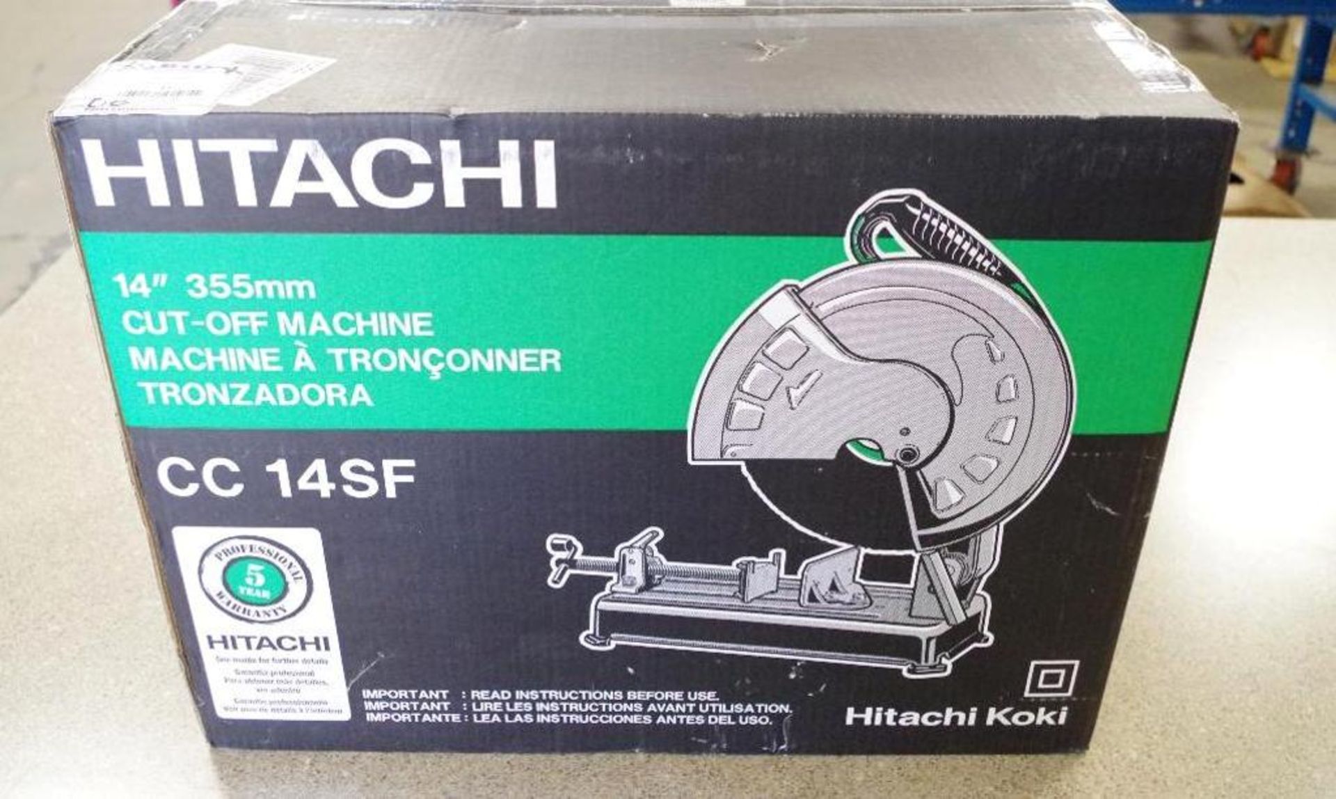 NEW HITACHI 14" Cut Off Machine w/ 1" Arbor in Sealed Box, 15A, M/N CC14SF