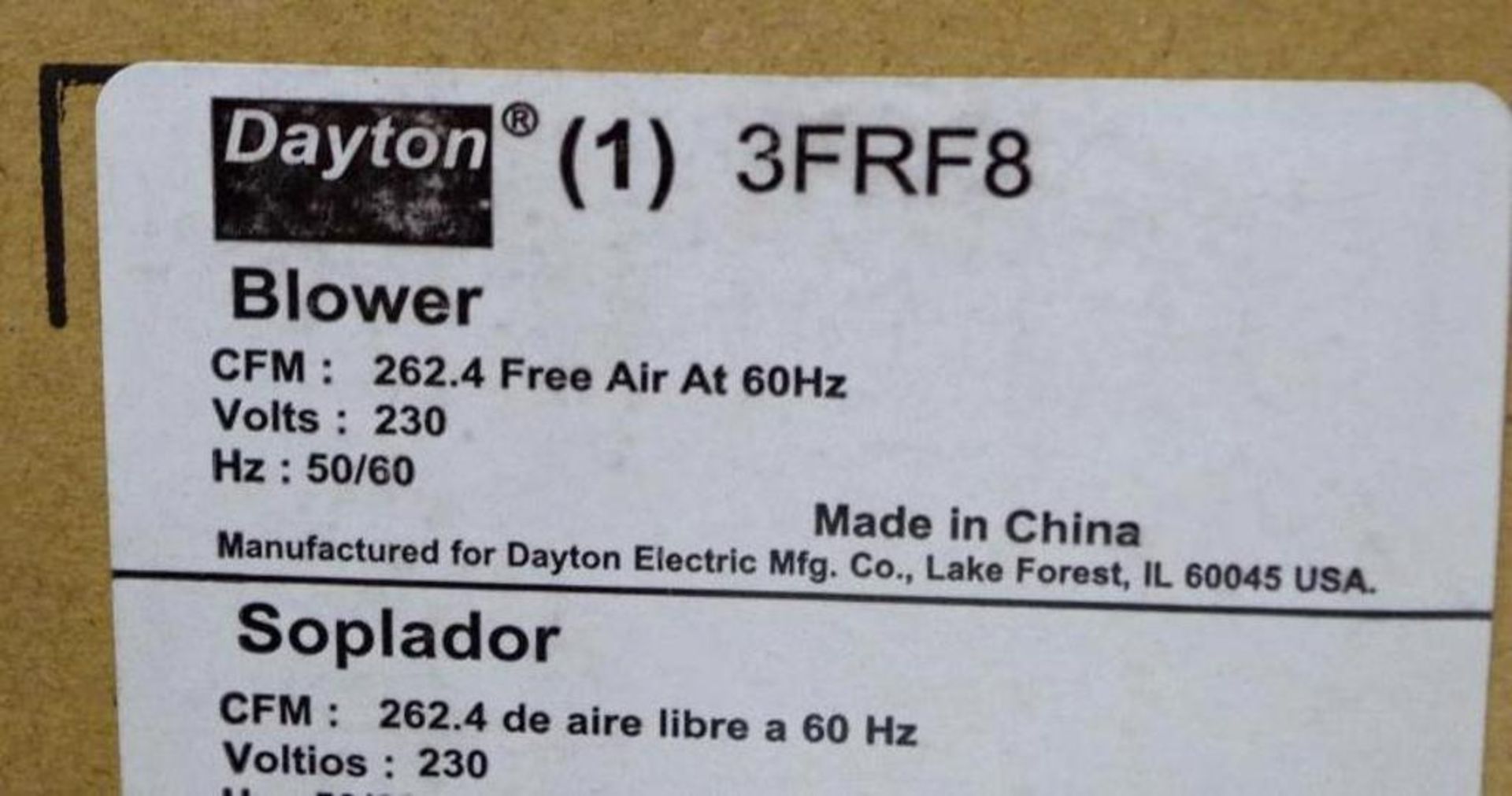 NEW DAYTON Rectangular Permanent Split Capacitor Low Profile Blower, Wheel Dia: 2-15/16", 230 VAC - Image 2 of 3