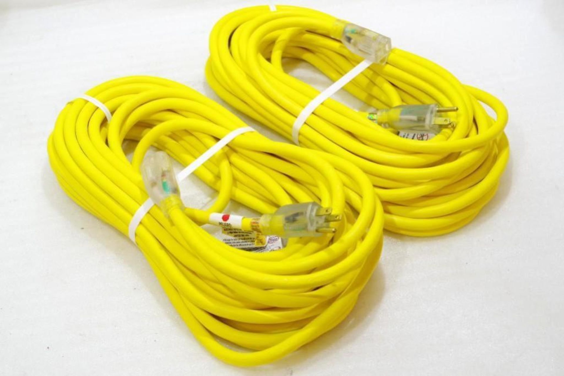 (2) NEW 50 Ft. 12 Gauge Extension Cords w/ Lighted Ends (Yellow)