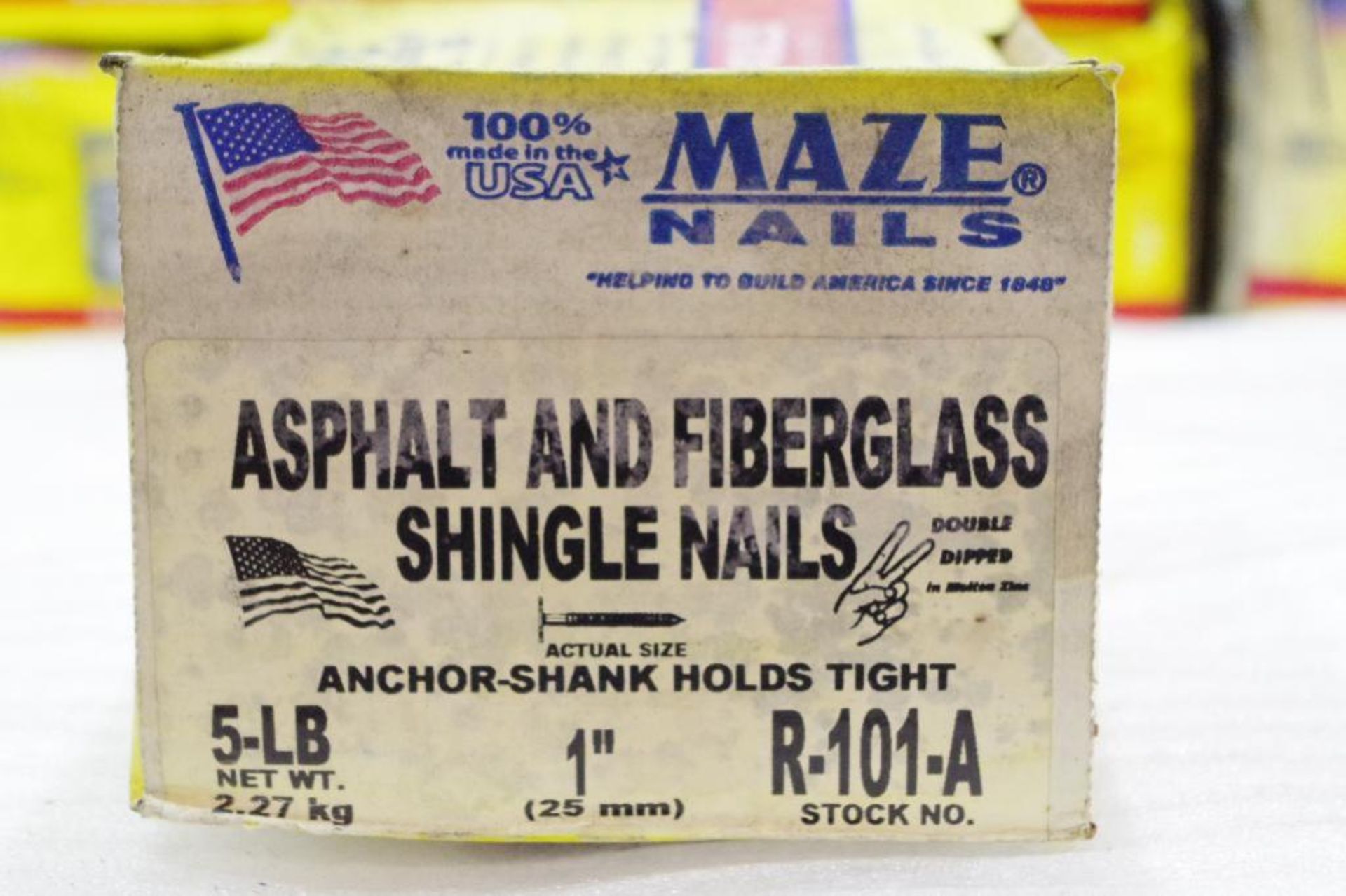 (50) Lbs. MAZE Asphalt and Fiberglass Shingle Nails 1" M/N R-101-A, Made in USA (10 Boxes of 5 Lbs.) - Image 4 of 4