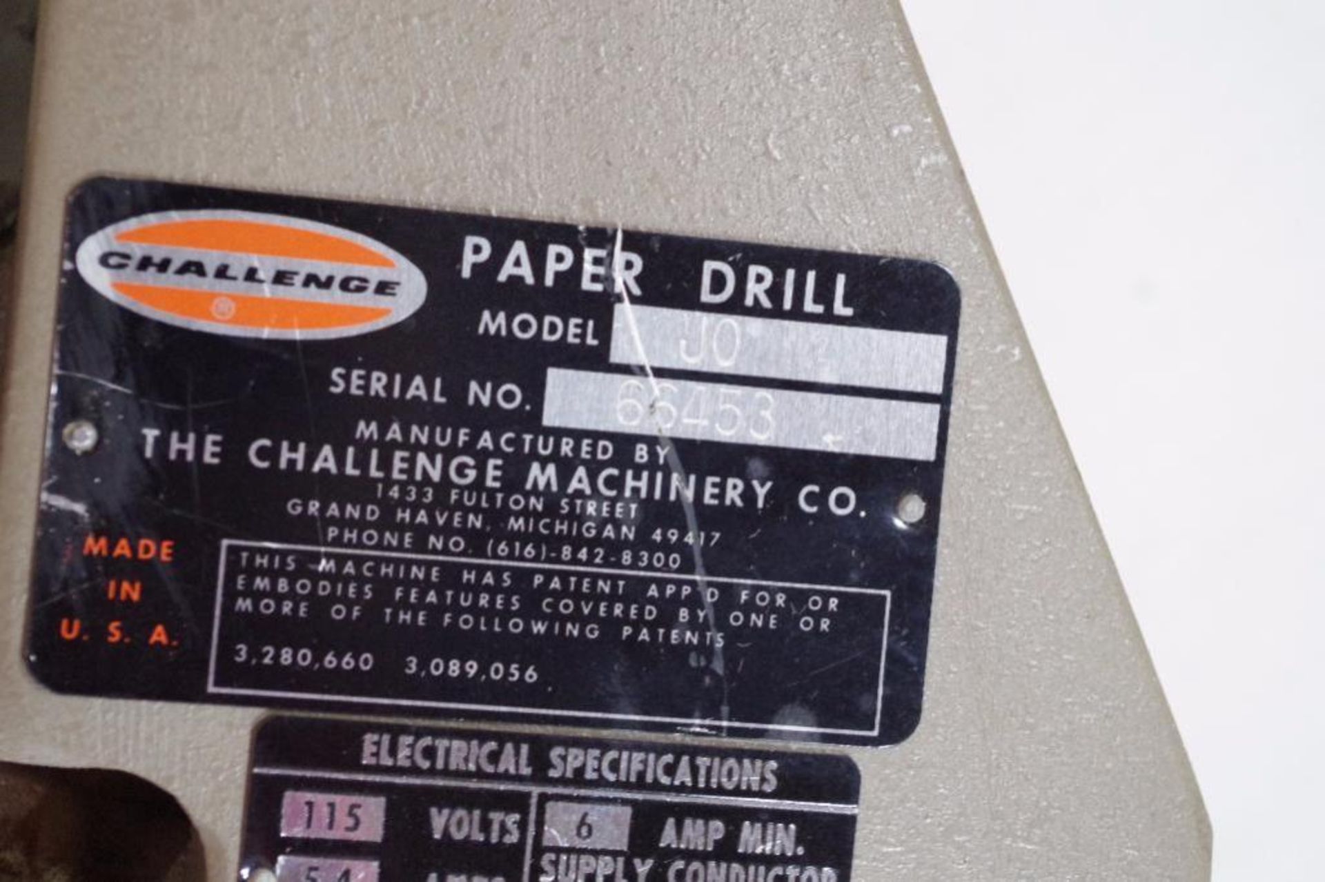 CHALLENGE Paper Drill 115V, 5.4A, PH1, M/N JO, Made in USA - Image 5 of 6
