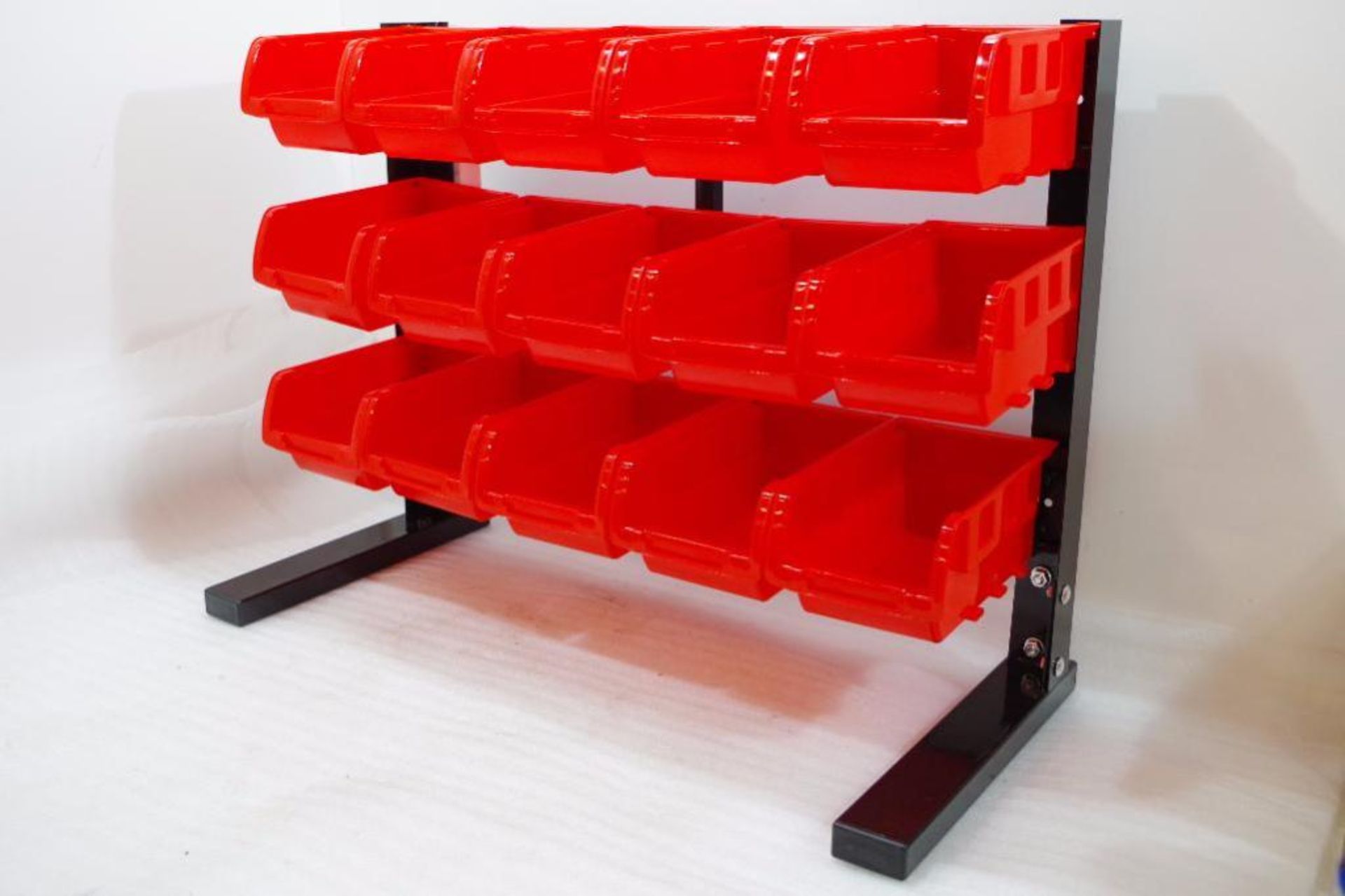 NEW Metal Storage Rack w/ (15) Plastic Bins - Image 2 of 2