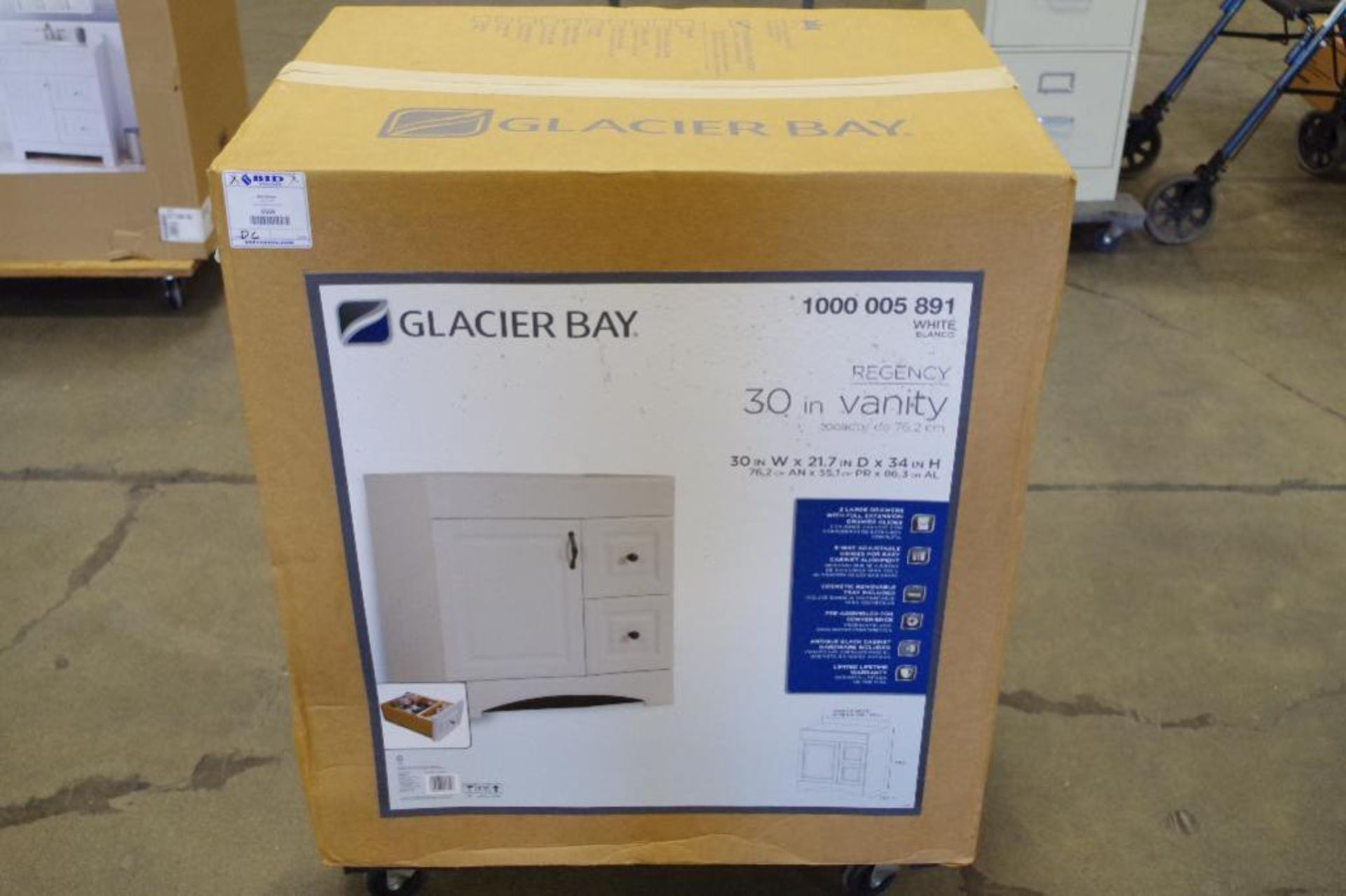 NEW GLACIER BAY Regency 30" Vanity, Color: White, Approx. 30" W x 21.7" D x 34" H - Image 3 of 13