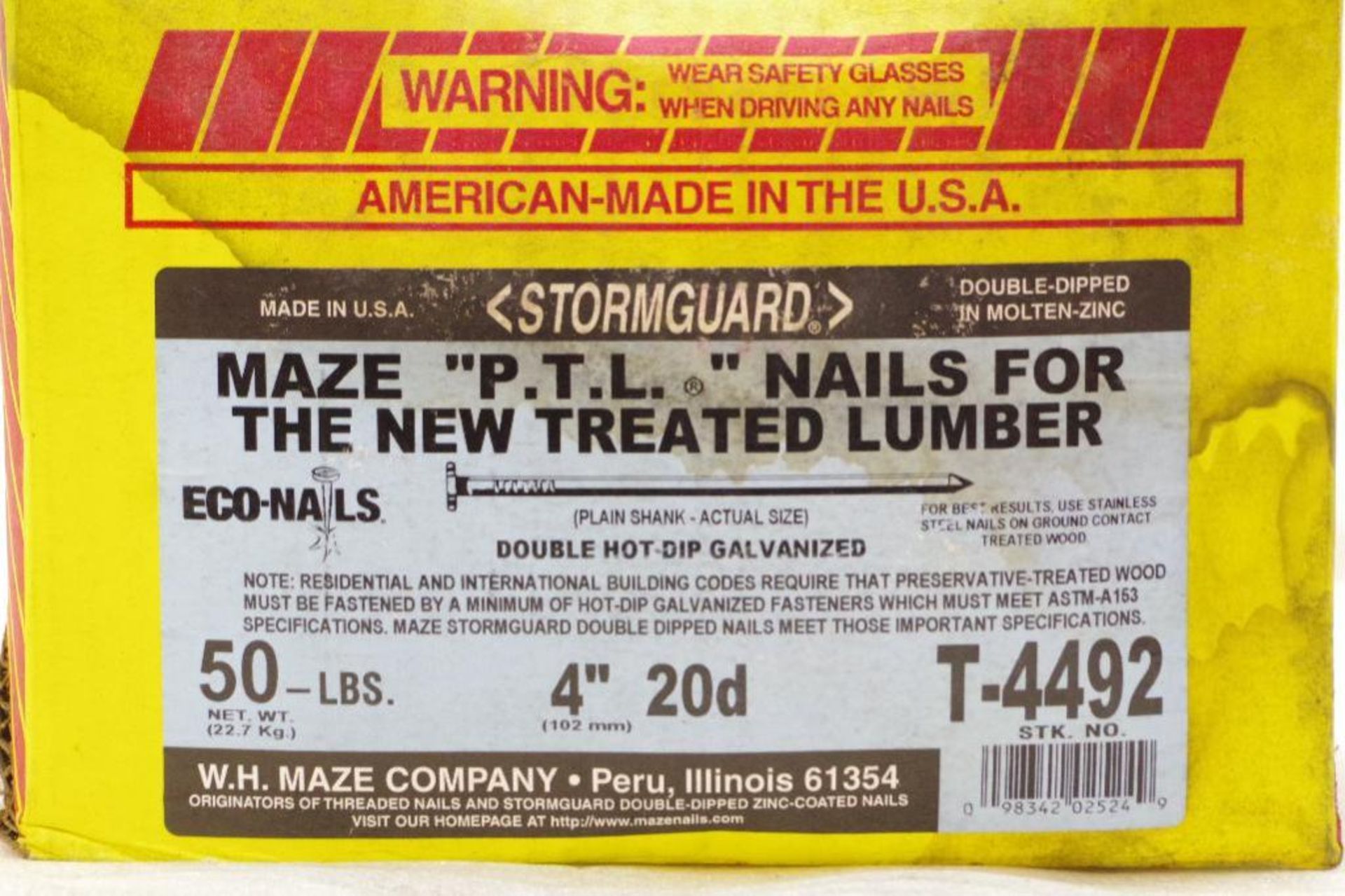 (50) Lbs. MAZE Stormguard "PTL" Nails 4" 20d M/N T-4492, Made in USA (1 Box of 50 Lbs.) - Image 2 of 5