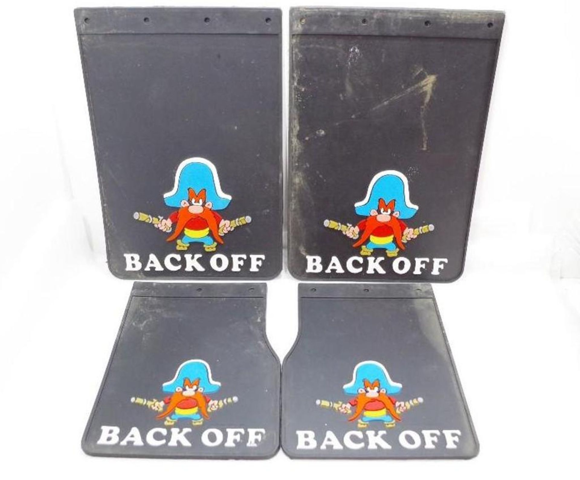 [4] NOS Vintage Warner Bros Yosemite Sam Mud Flaps, 14" x 10" and 18" x 12"